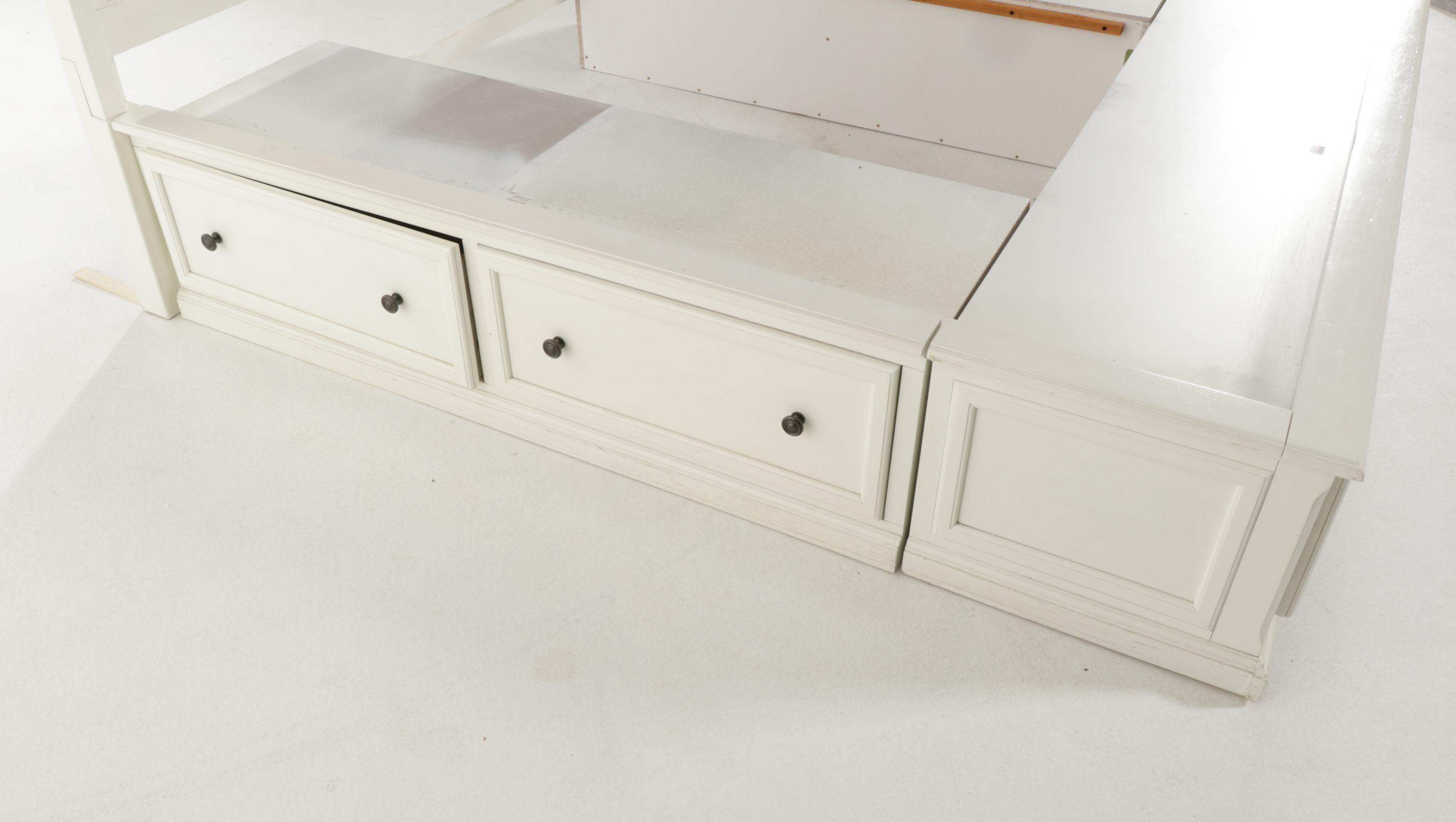 American Signature King Size Bed Frame with Storage Drawers, 21st Century