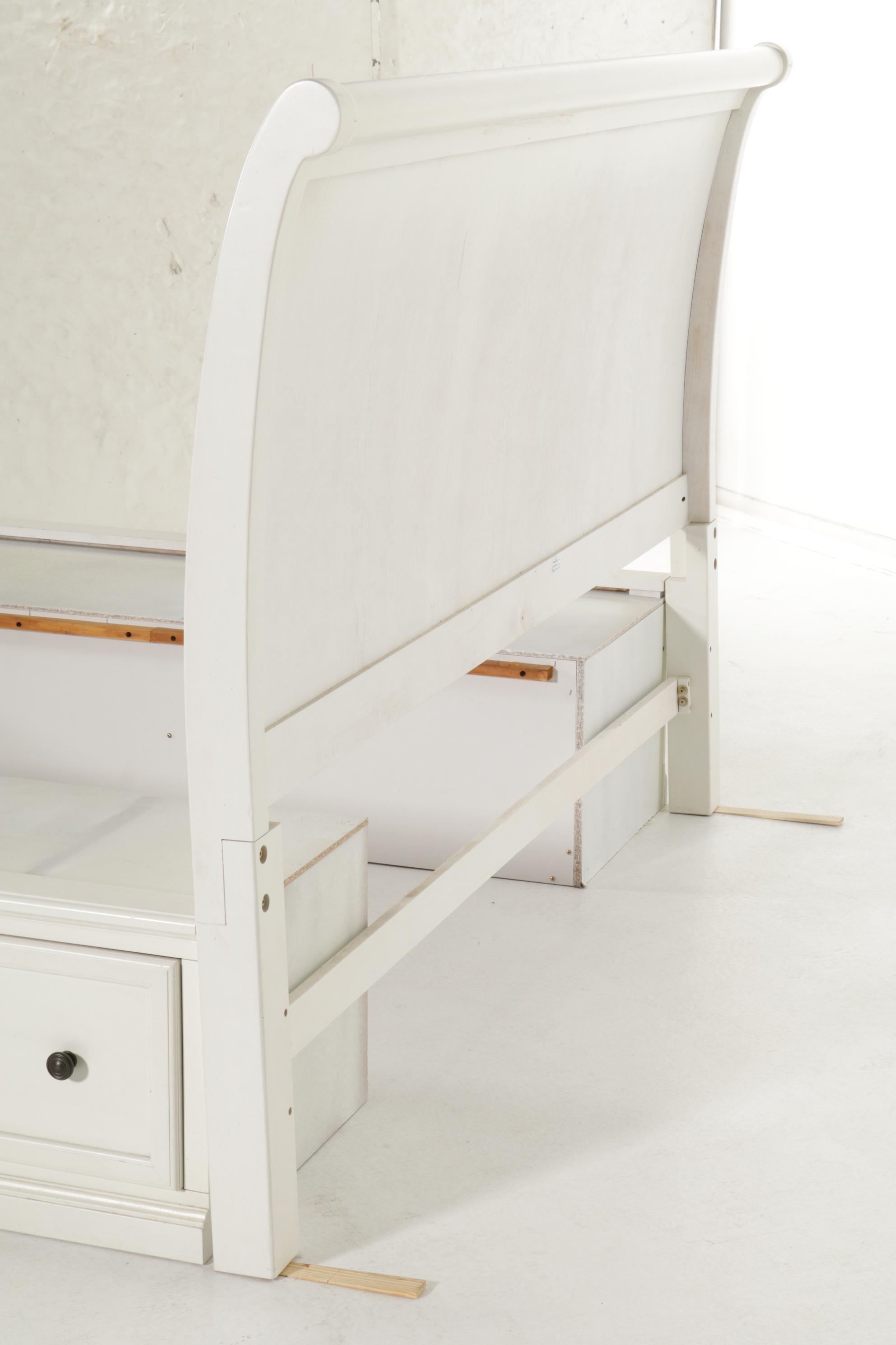 American Signature King Size Bed Frame with Storage Drawers, 21st Century