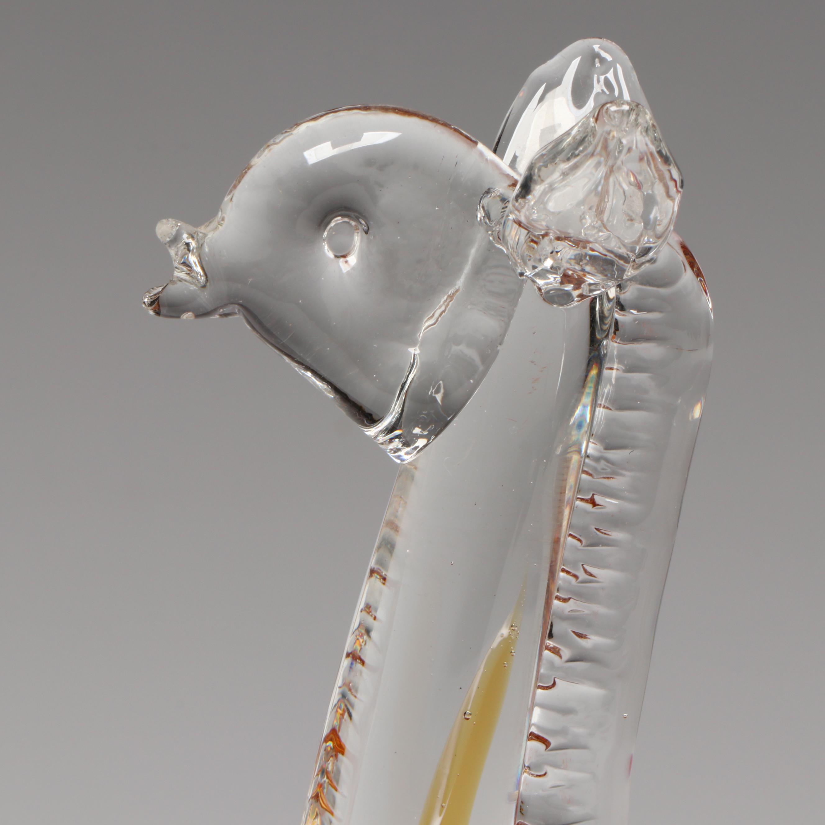 Italian Murano Style Art Glass Cornucopia Vase and Giraffe Figurine