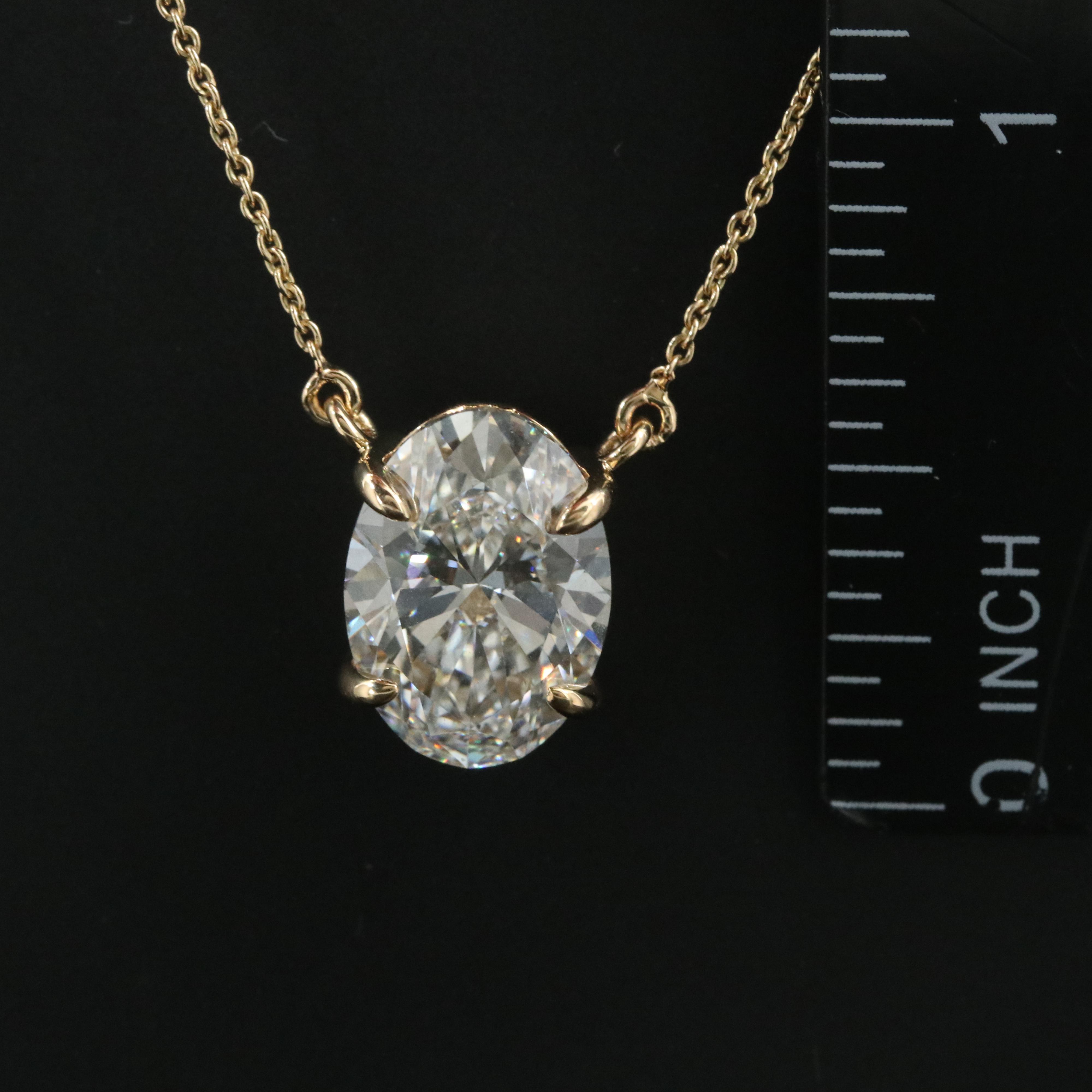 18K 5.03 CT Lab Grown Diamond Solitaire Pendant Necklace with IGI Report