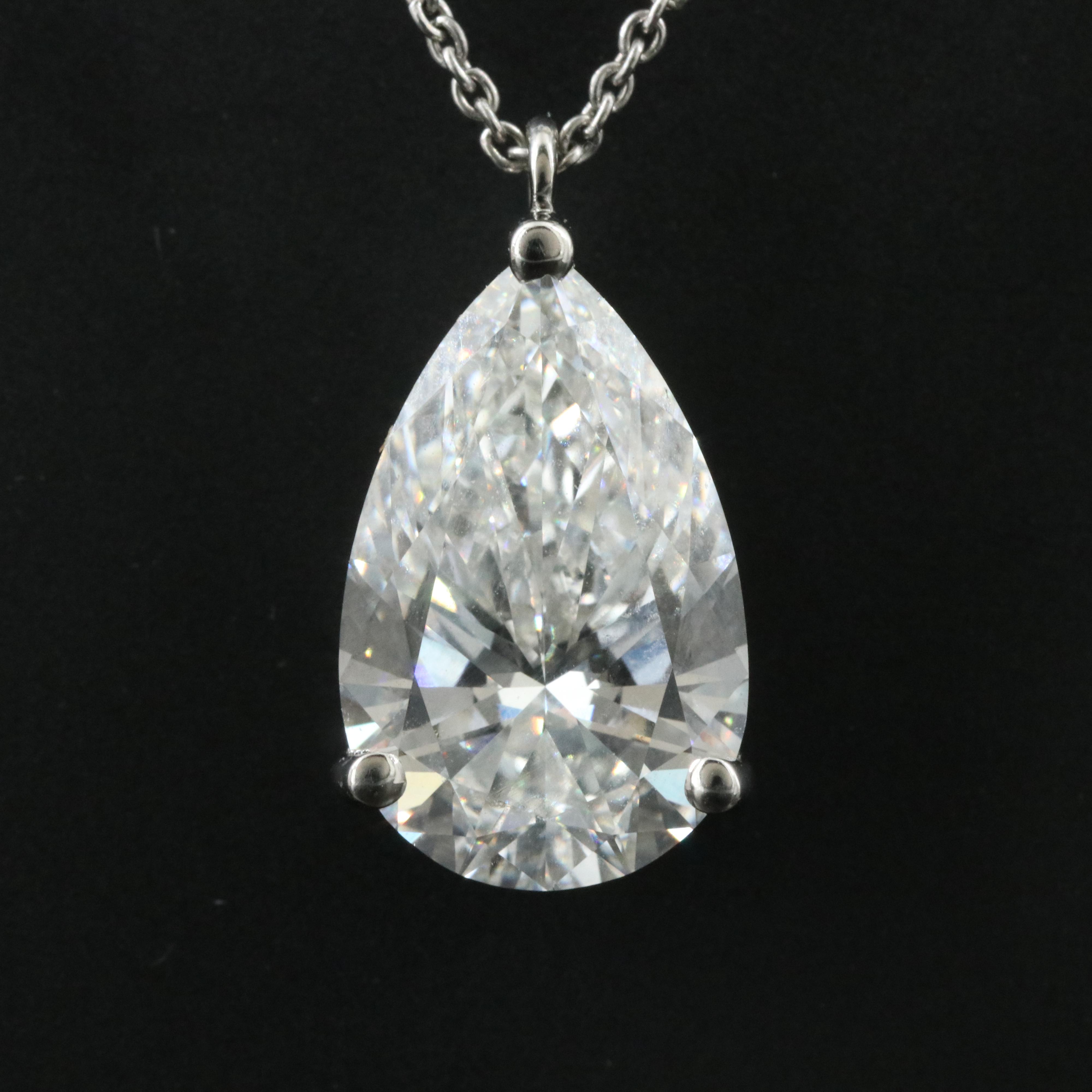 Platinum 4.84 CT Lab Grown Diamond Solitaire Pendant Necklace with IGI Report