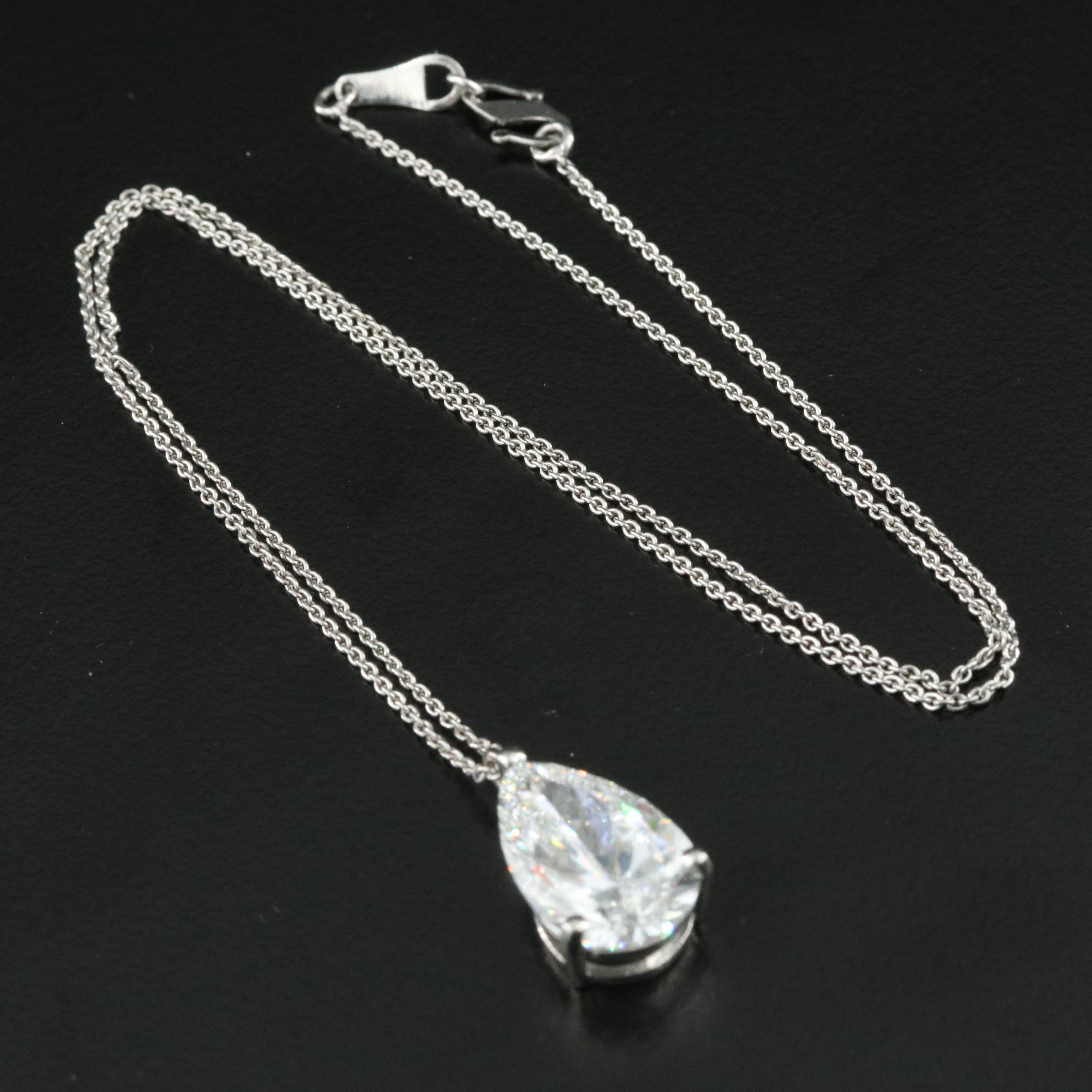 Platinum 4.84 CT Lab Grown Diamond Solitaire Pendant Necklace with IGI Report