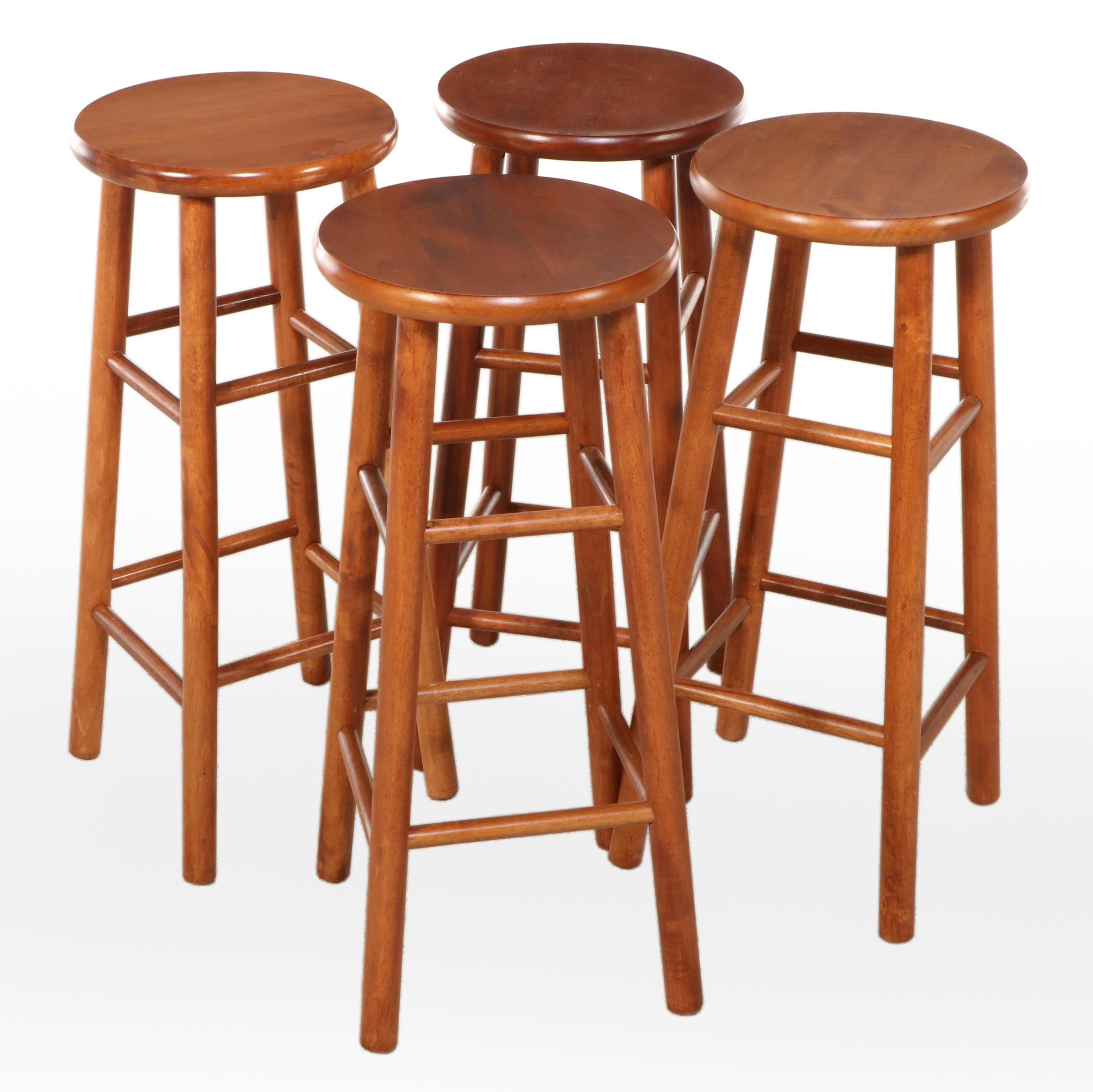 Set of Four Wooden Barstools