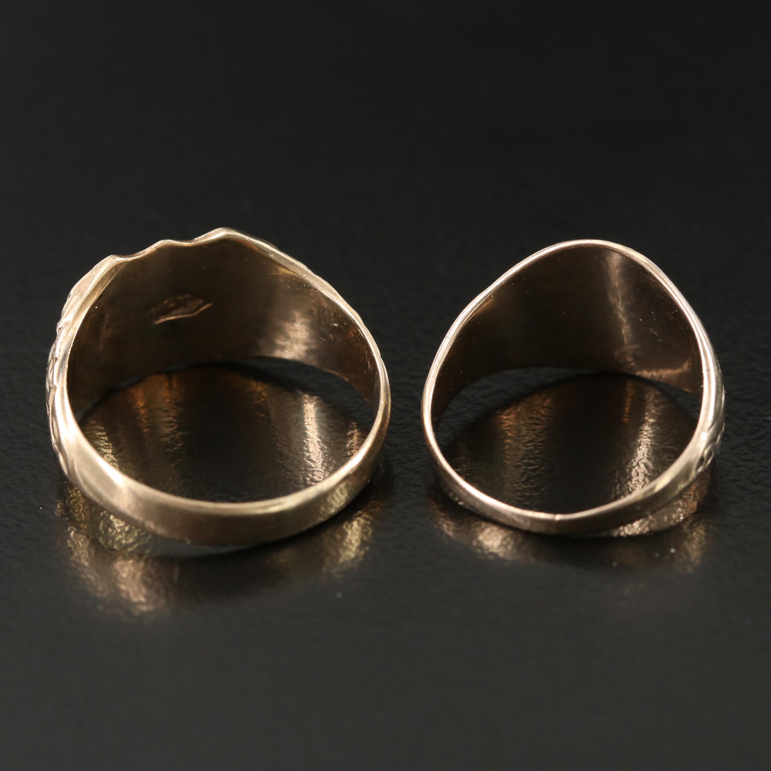 Antique Signet Rings Including 10K Rose Gold