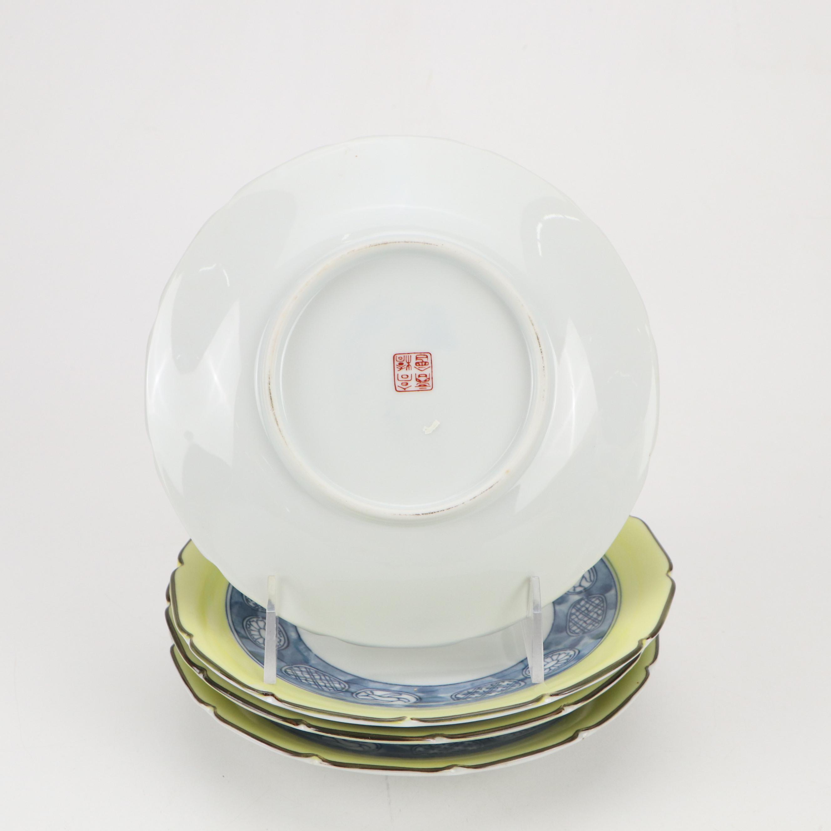 Japanese Porcelain Arita Bowls with Chinese Plates and Rice Grain Cups