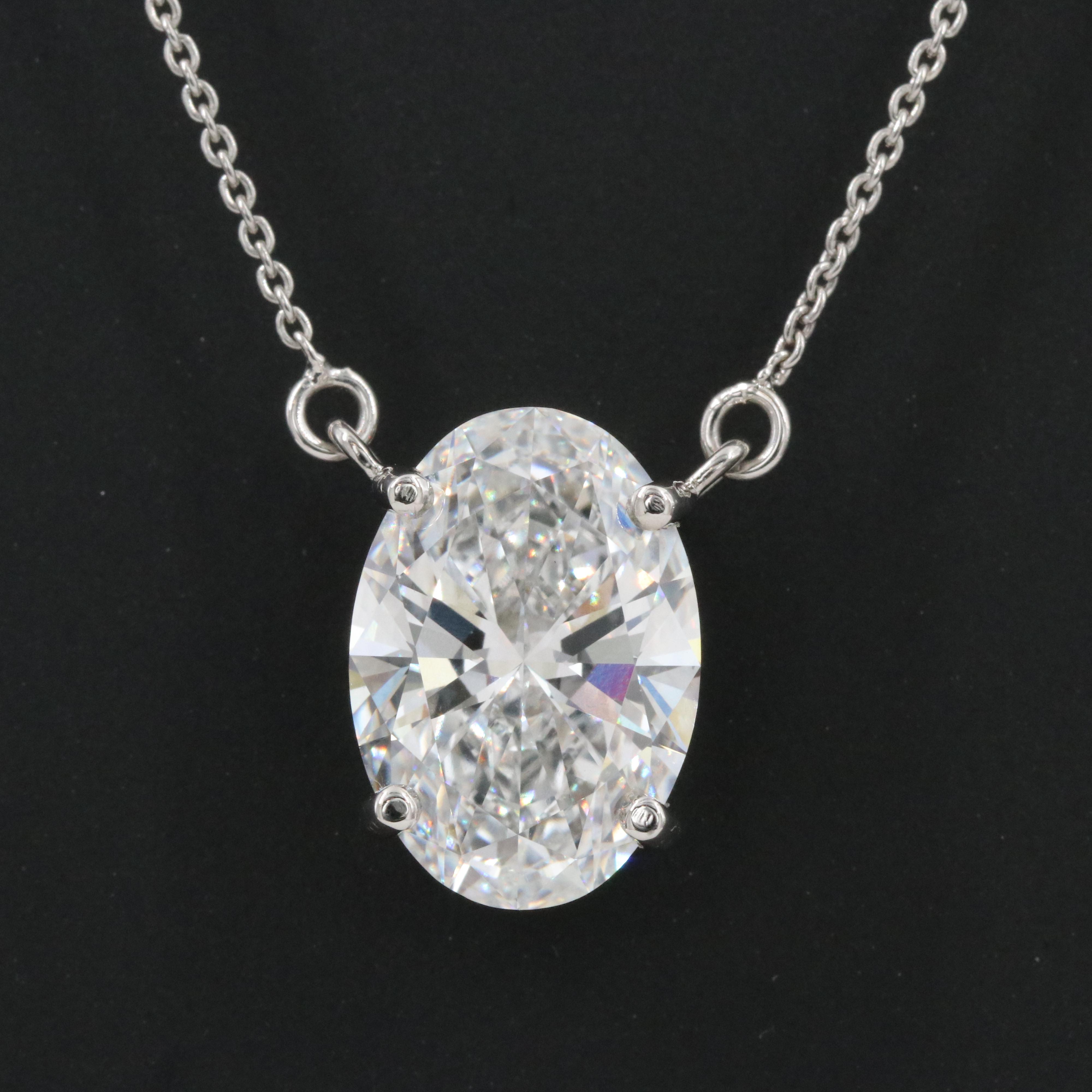 Platinum 5.58 CT Lab Grown Diamond Solitaire Necklace with IGI Report