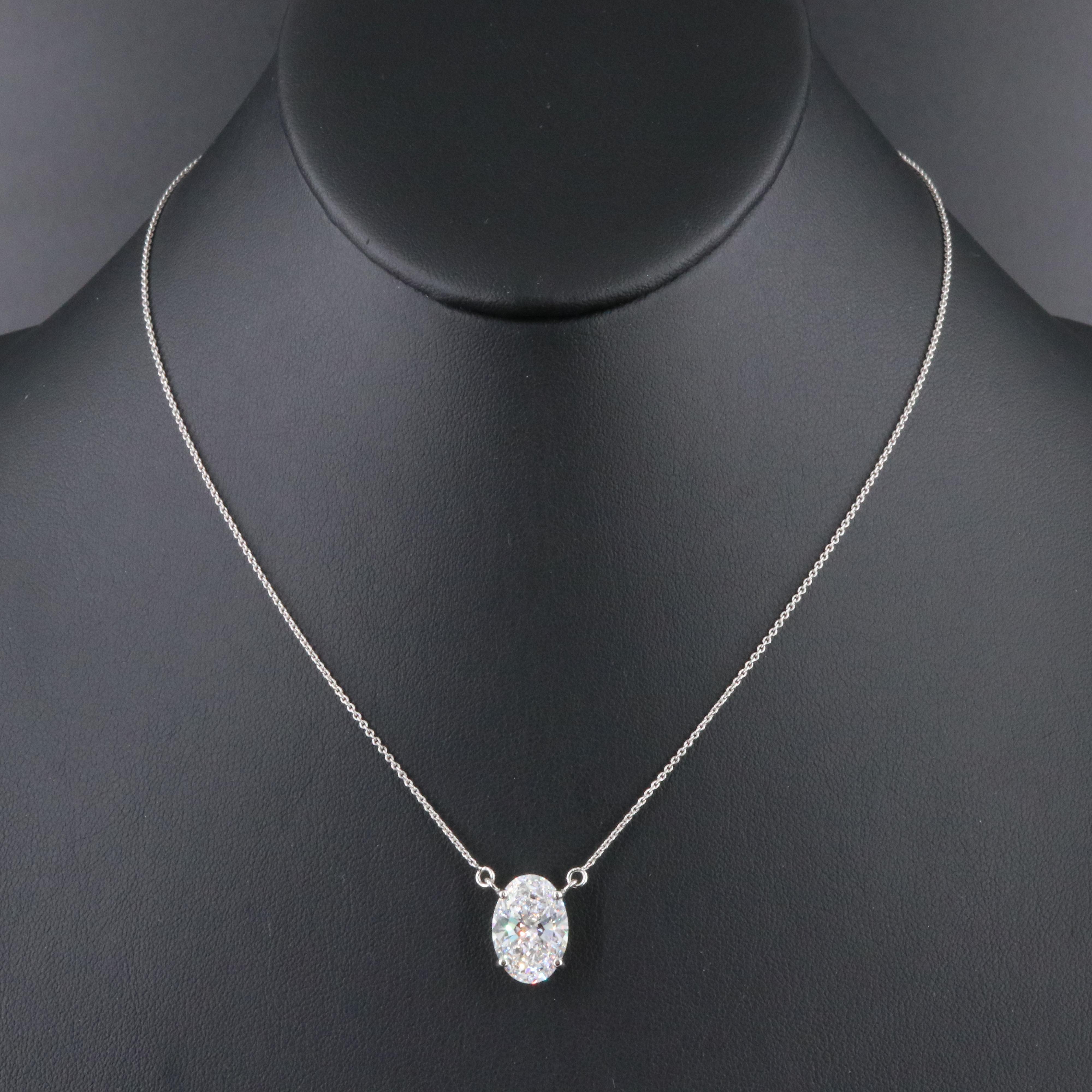 Platinum 5.58 CT Lab Grown Diamond Solitaire Necklace with IGI Report