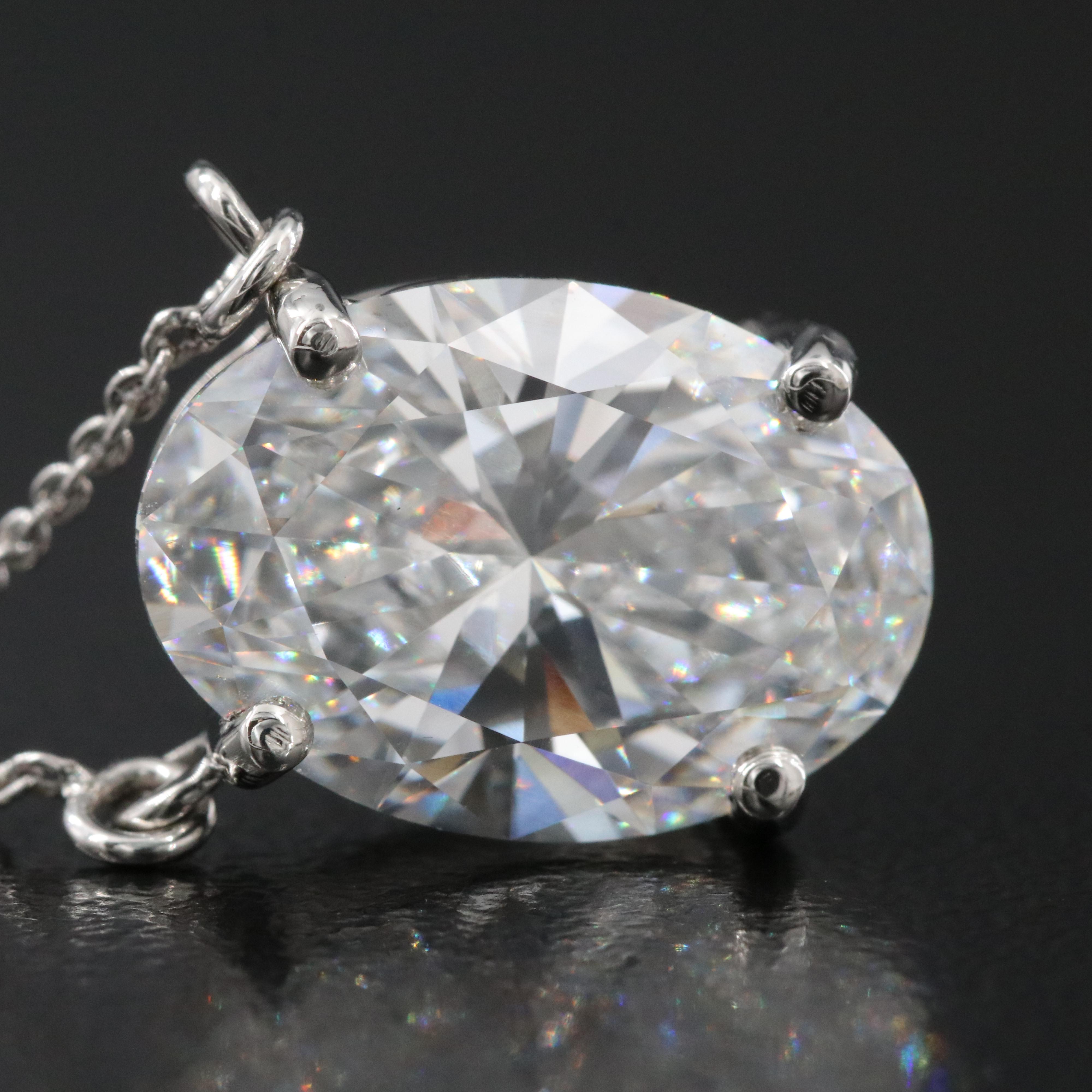 Platinum 5.58 CT Lab Grown Diamond Solitaire Necklace with IGI Report