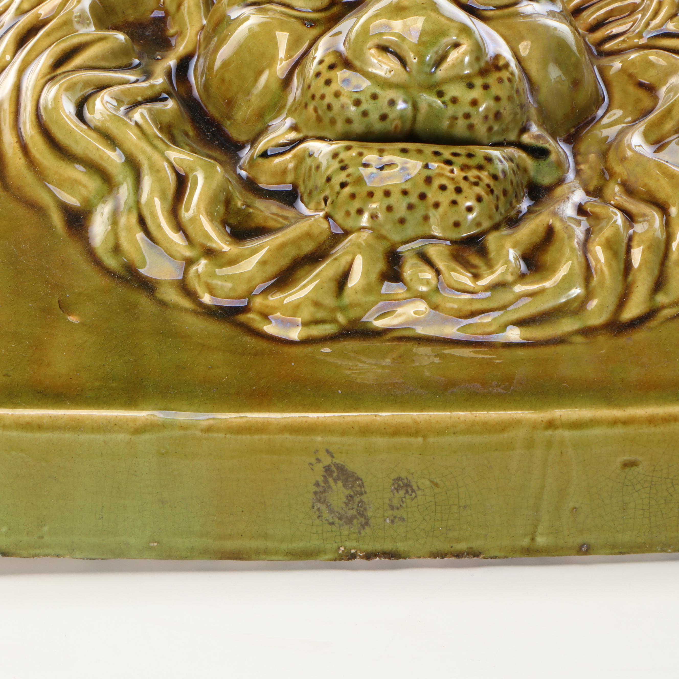 Belgian Style Glazed Ceramic Lion Head Wall Hangings