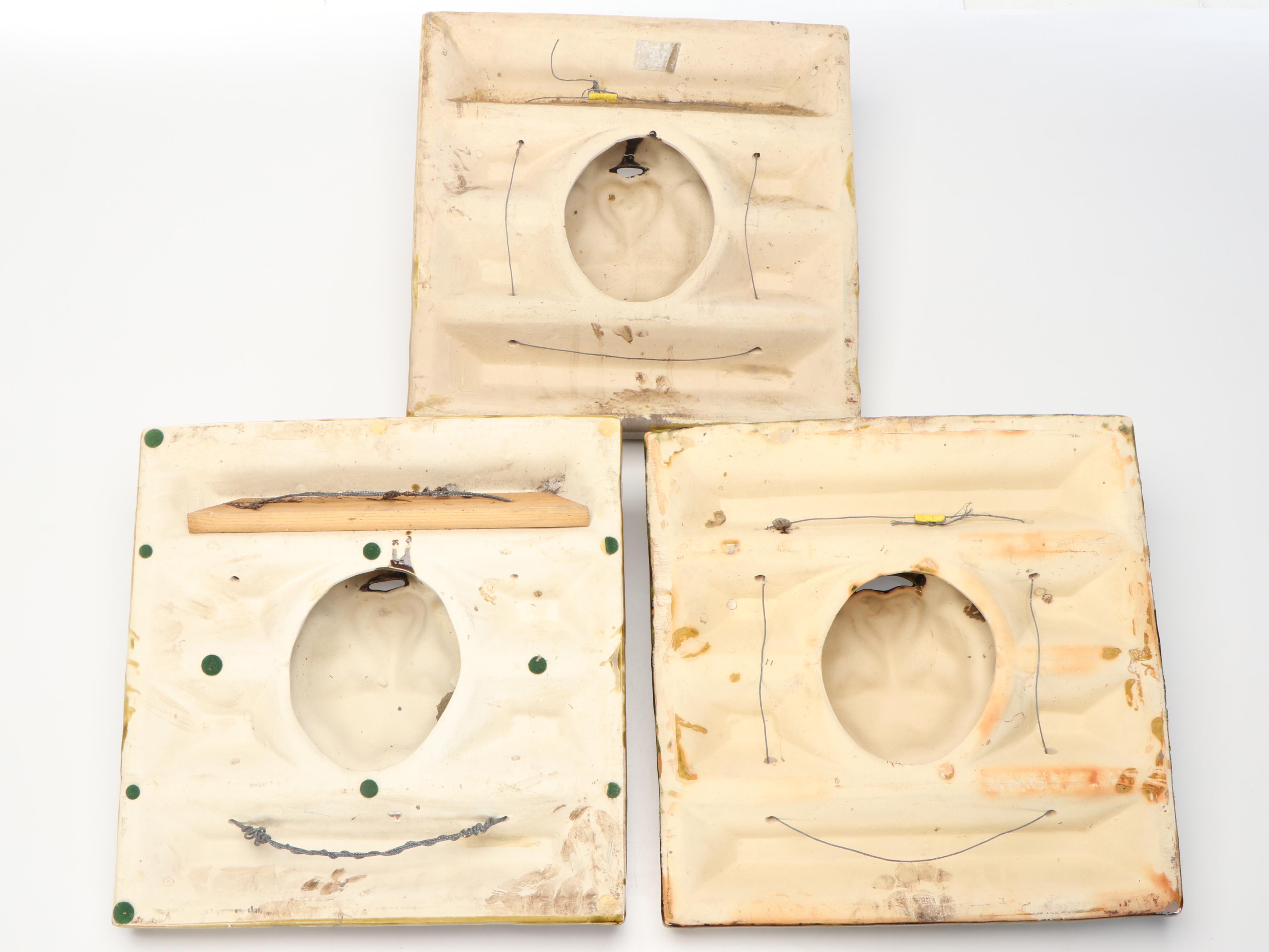 Belgian Style Glazed Ceramic Lion Head Wall Hangings