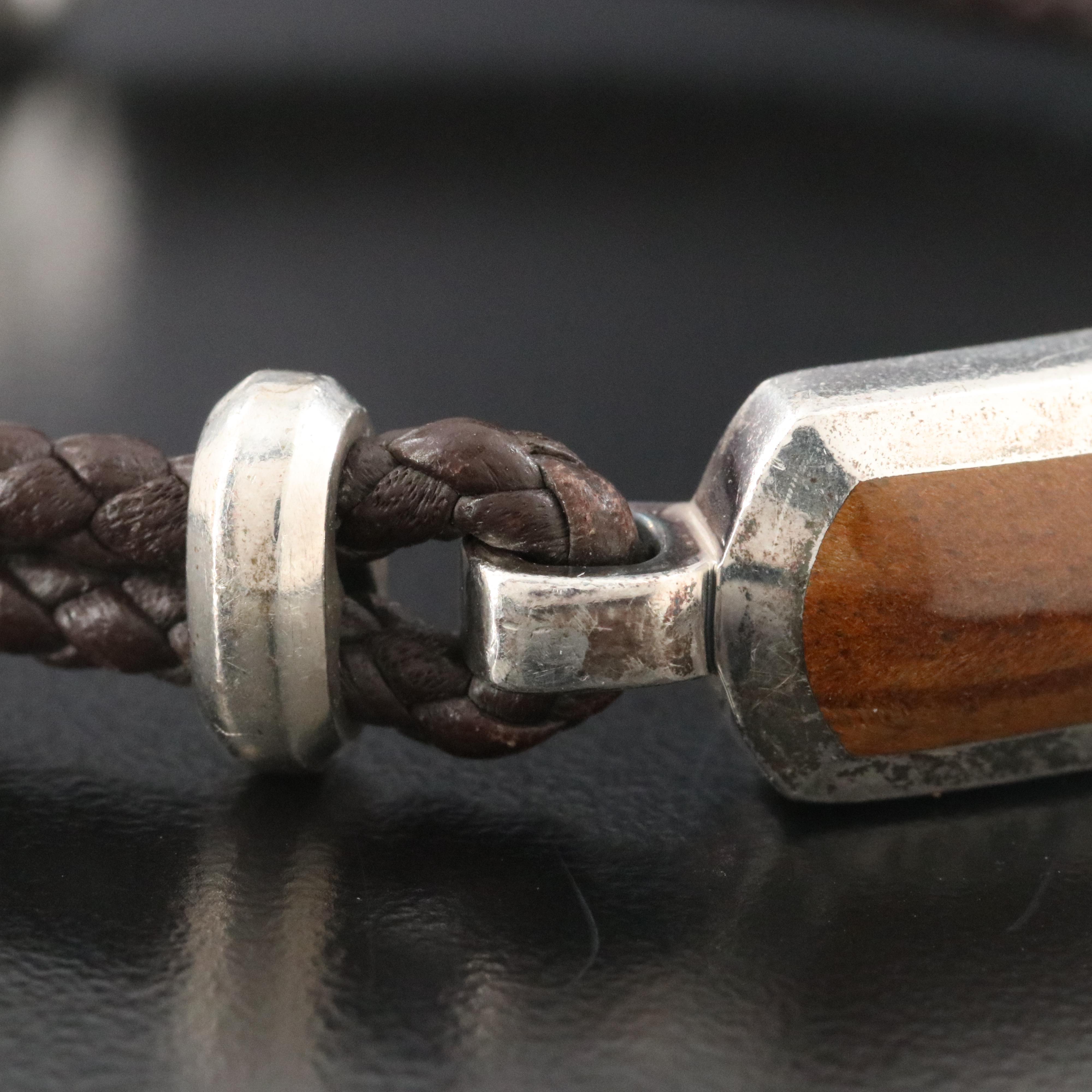 David Yurman Streamline Sterling, Leather and Tiger's Eye Bar Station Bracelet