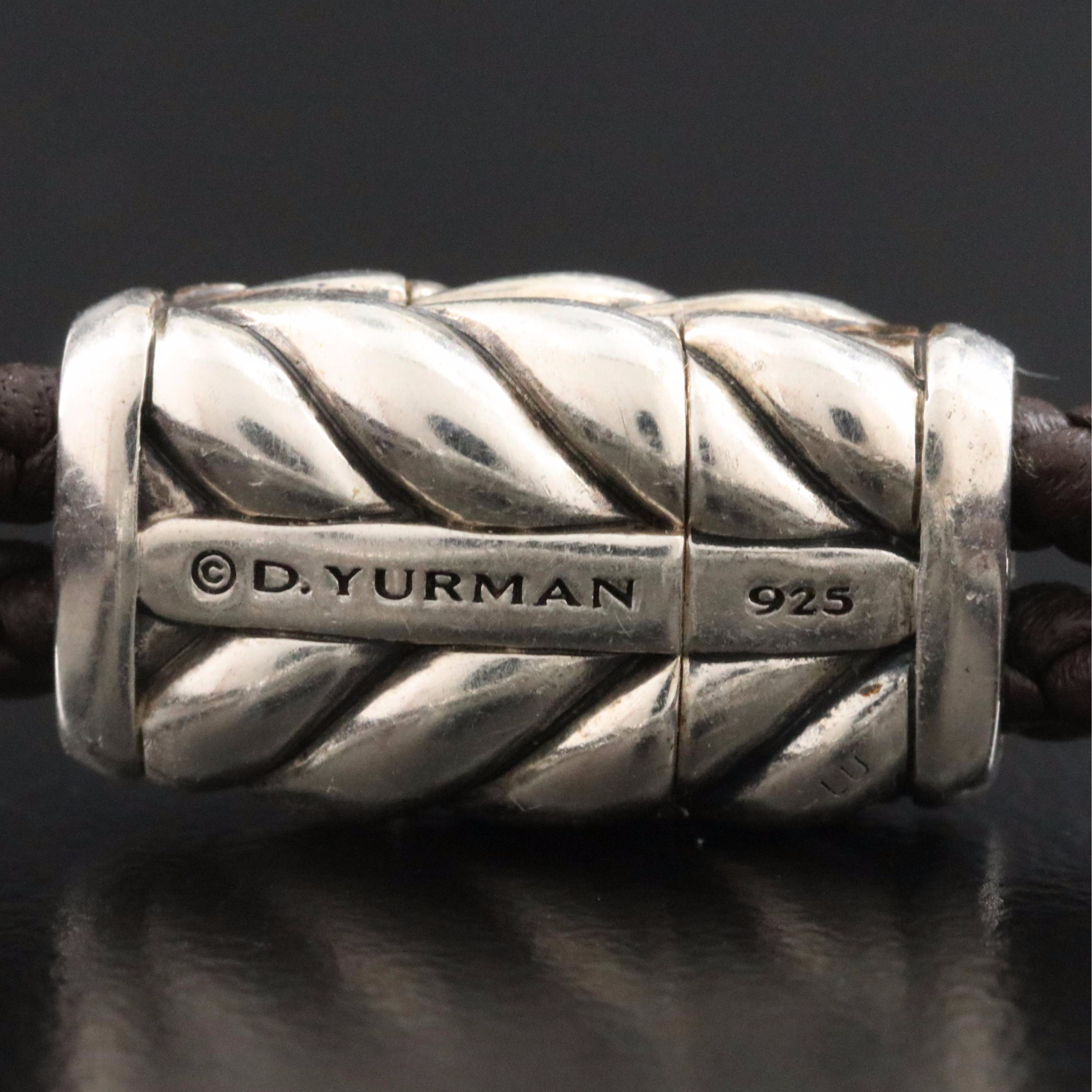 David Yurman Streamline Sterling, Leather and Tiger's Eye Bar Station Bracelet