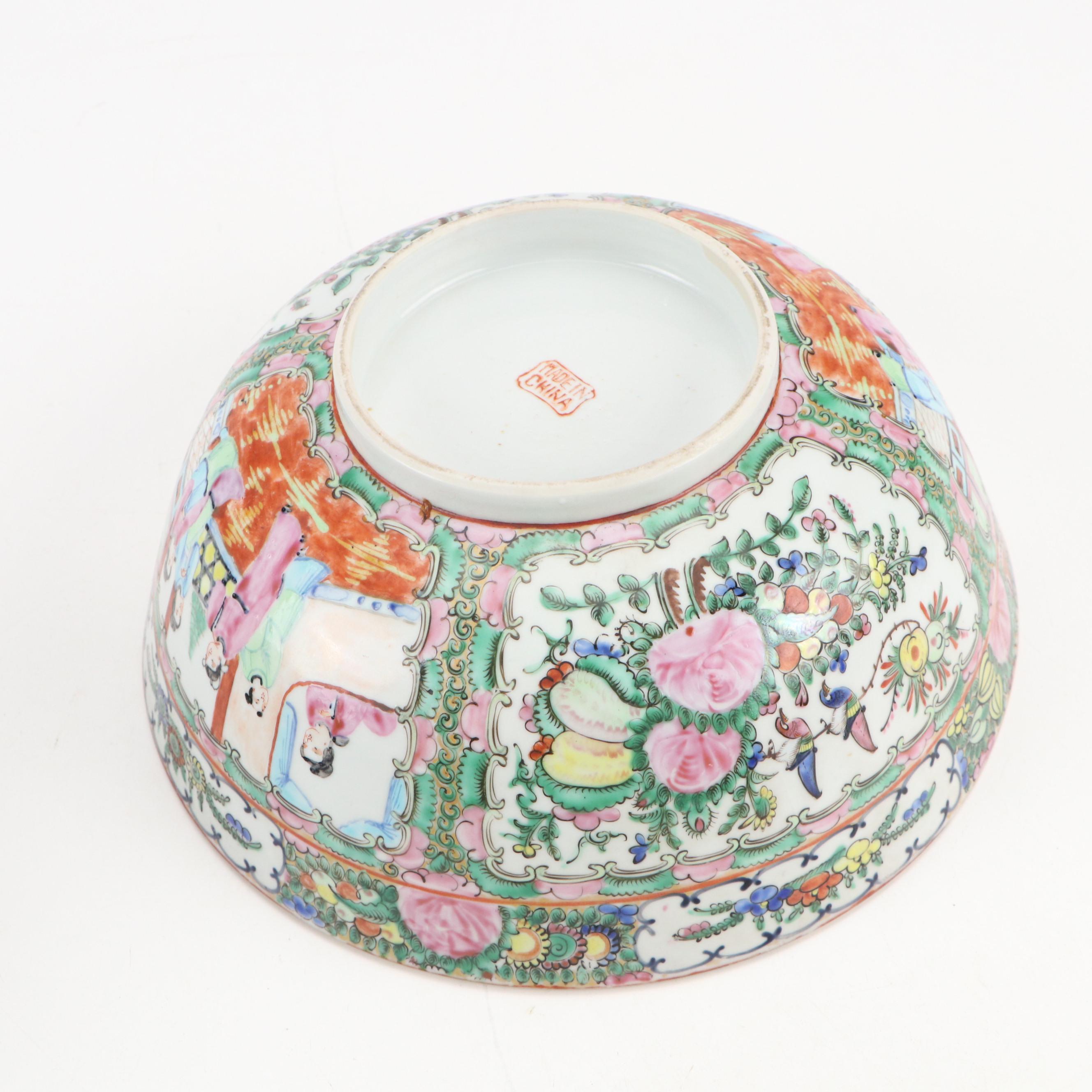 Chinese Rose Medallion Porcelain Serving Bowls