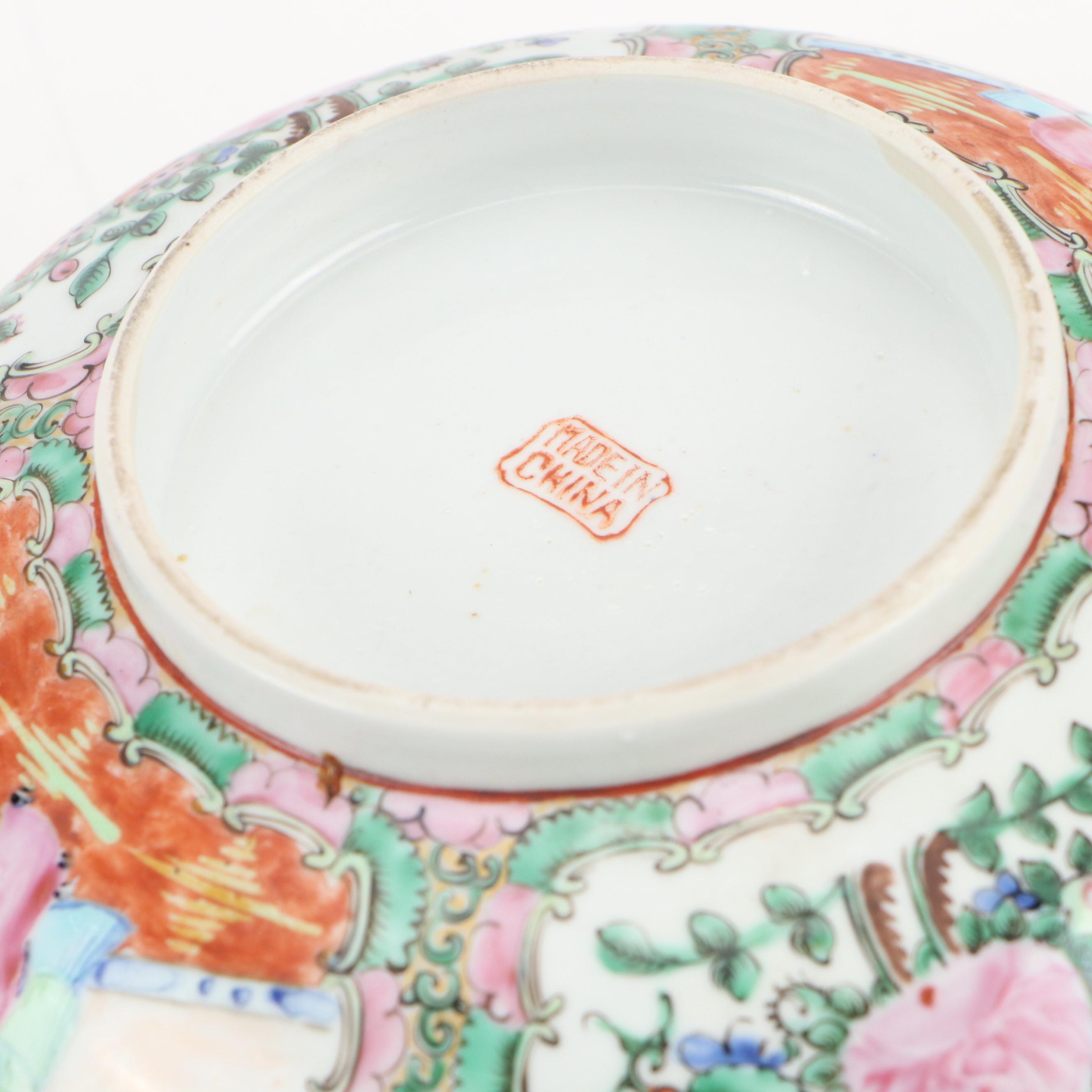 Chinese Rose Medallion Porcelain Serving Bowls