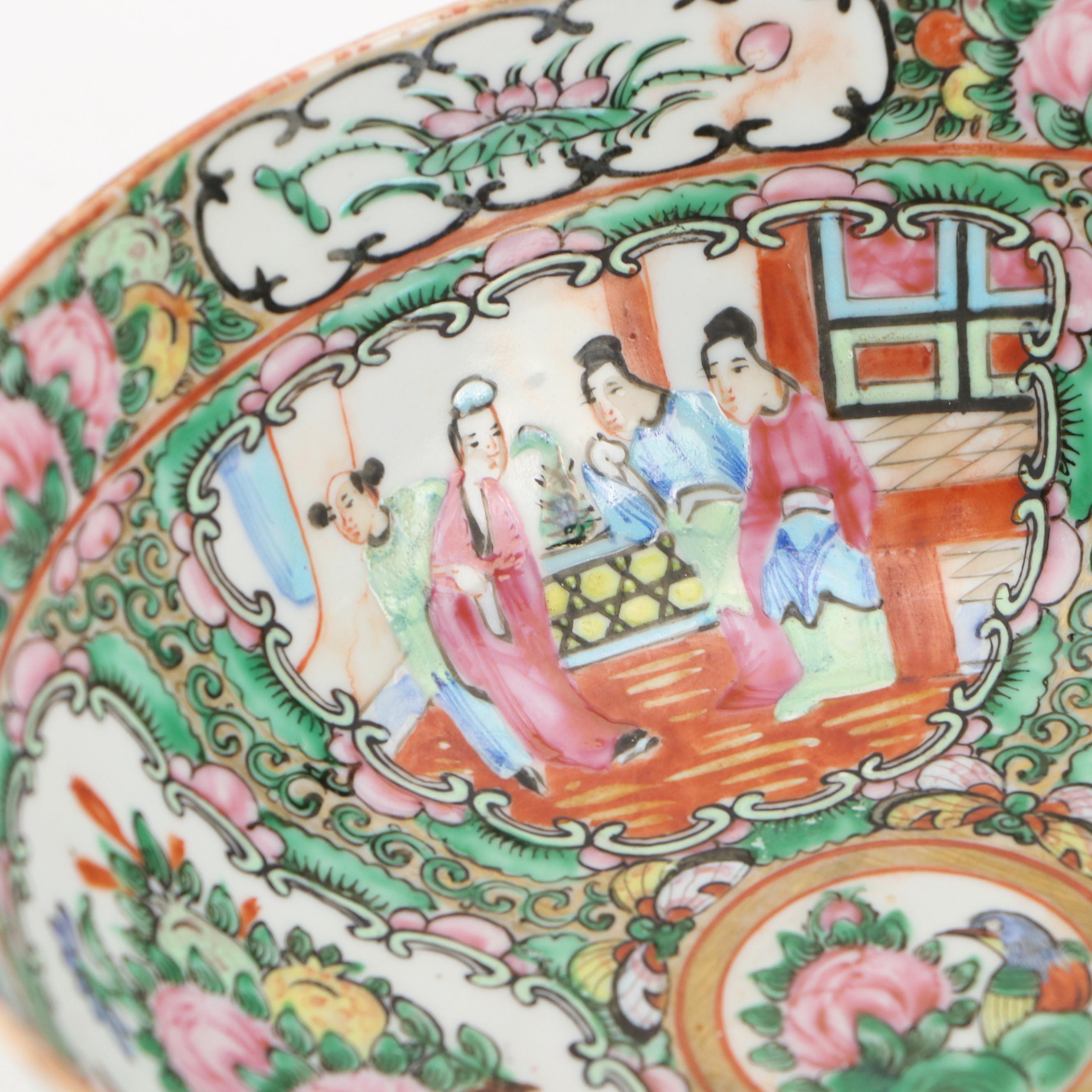 Chinese Rose Medallion Porcelain Serving Bowls