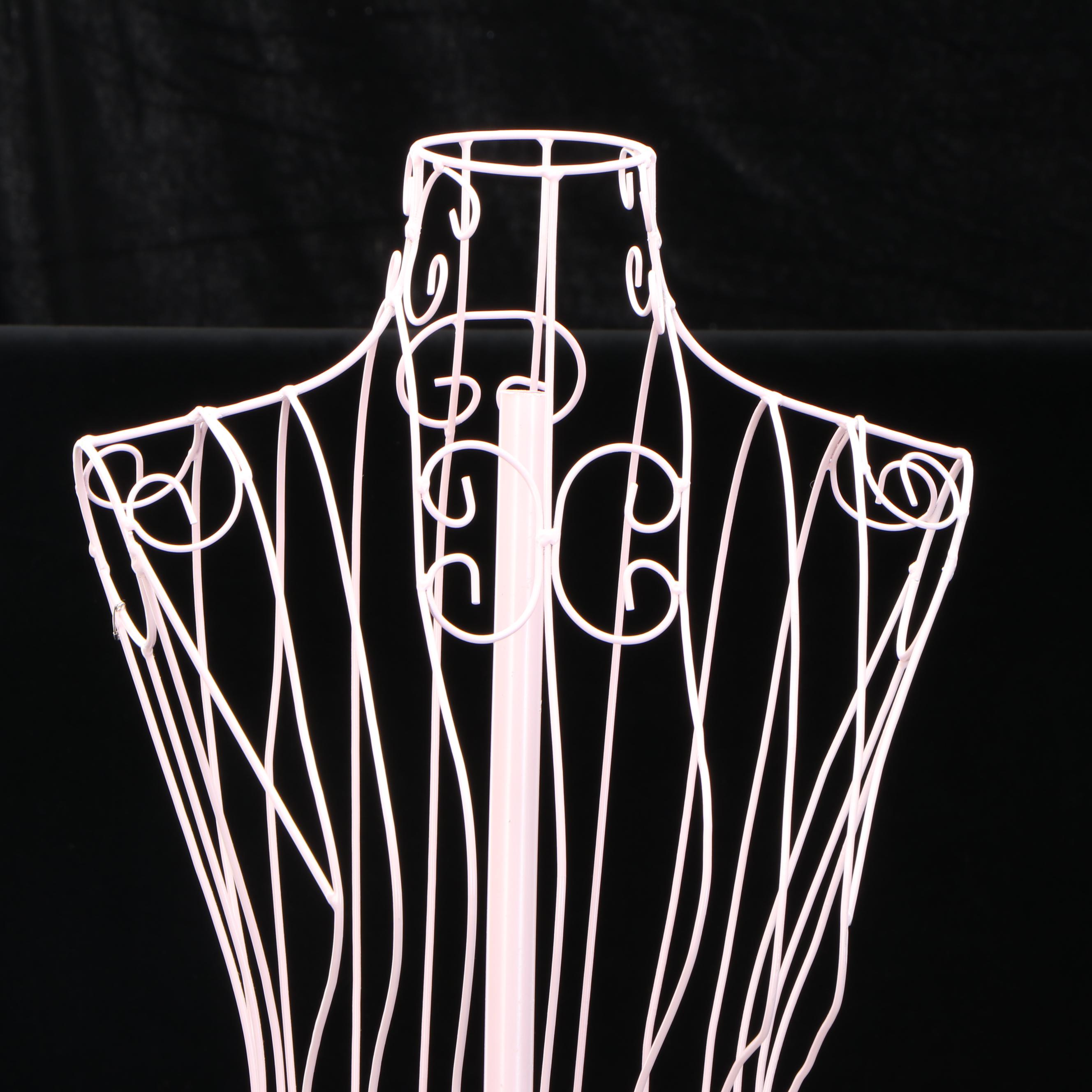 Painted Metal Dress Form Mannequin with Wood Slat Magazine Rack