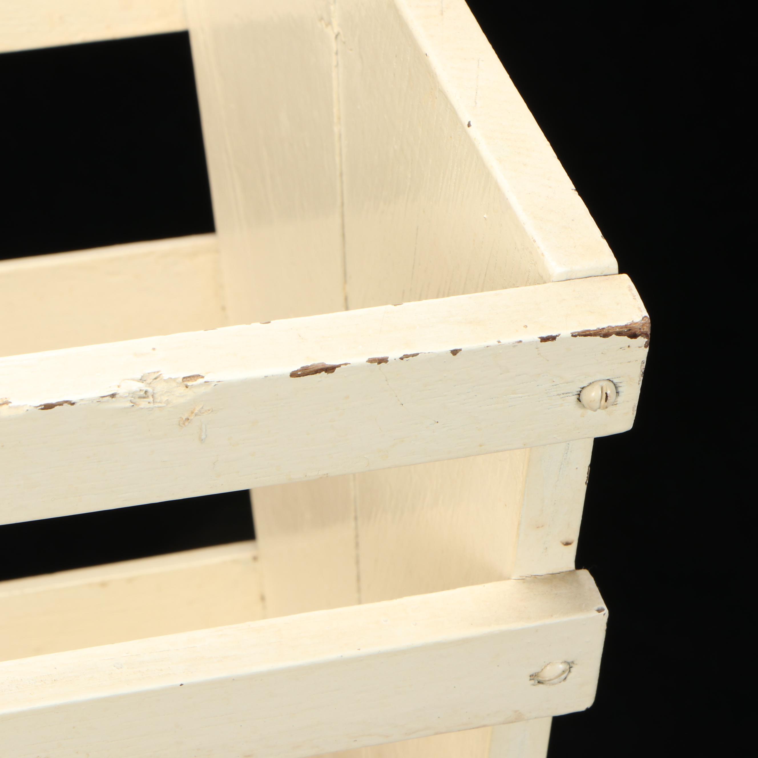 Painted Metal Dress Form Mannequin with Wood Slat Magazine Rack