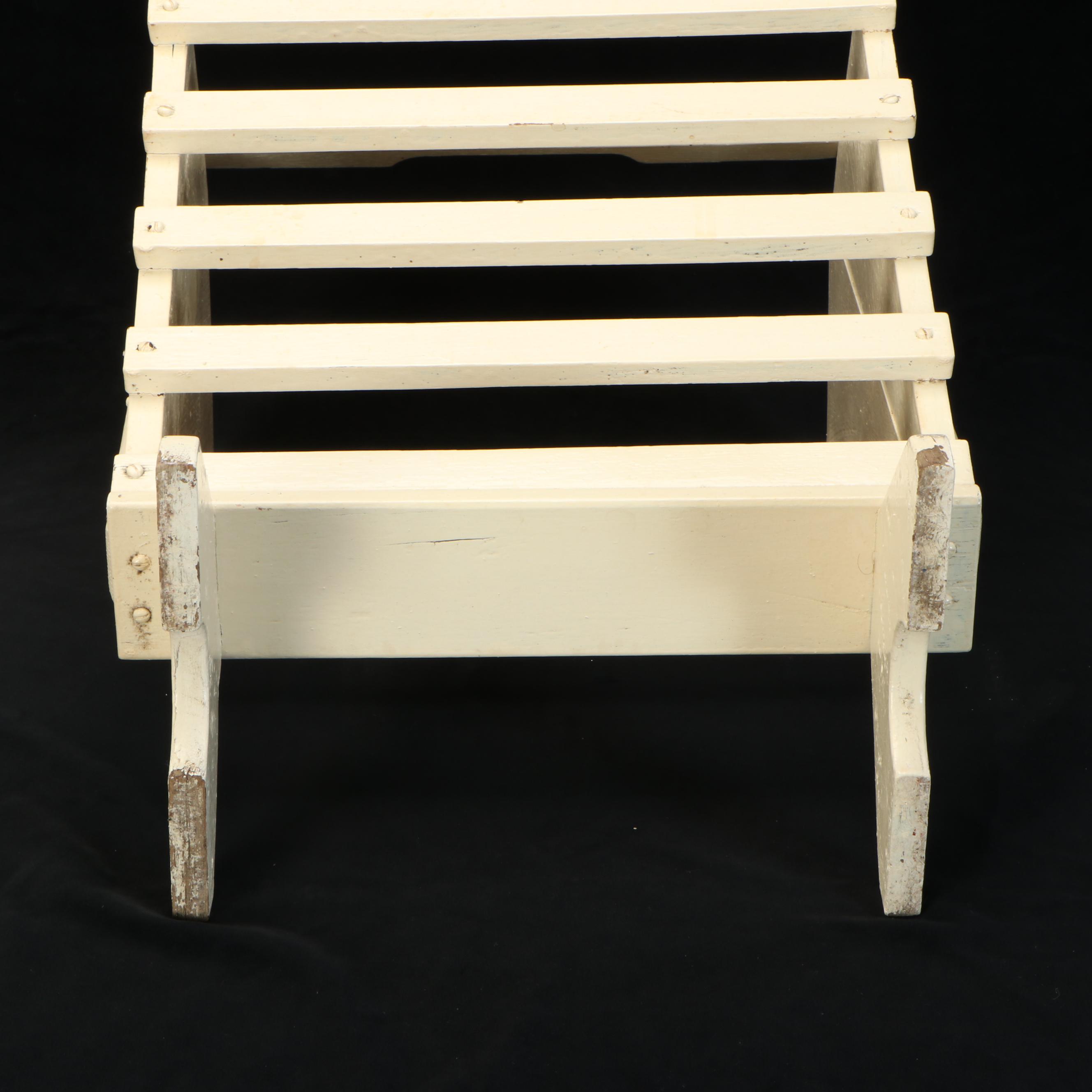 Painted Metal Dress Form Mannequin with Wood Slat Magazine Rack