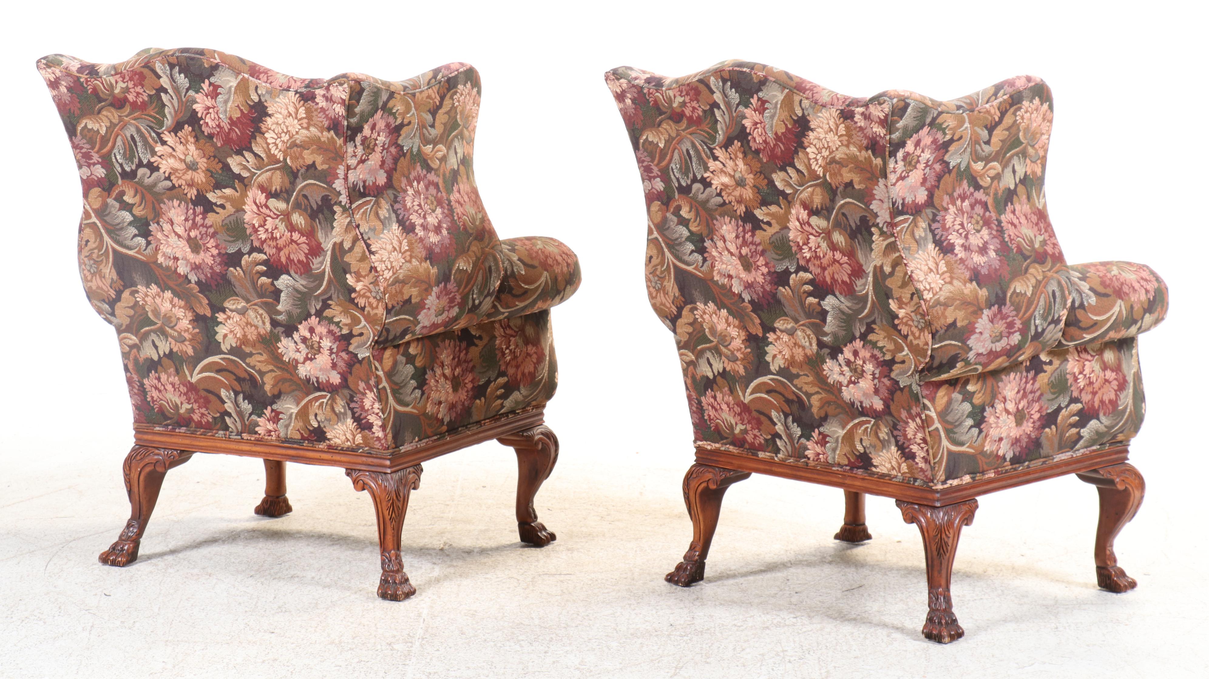 Pair of Henredon Schoonbeck Collection Upholstered Wingback Chairs