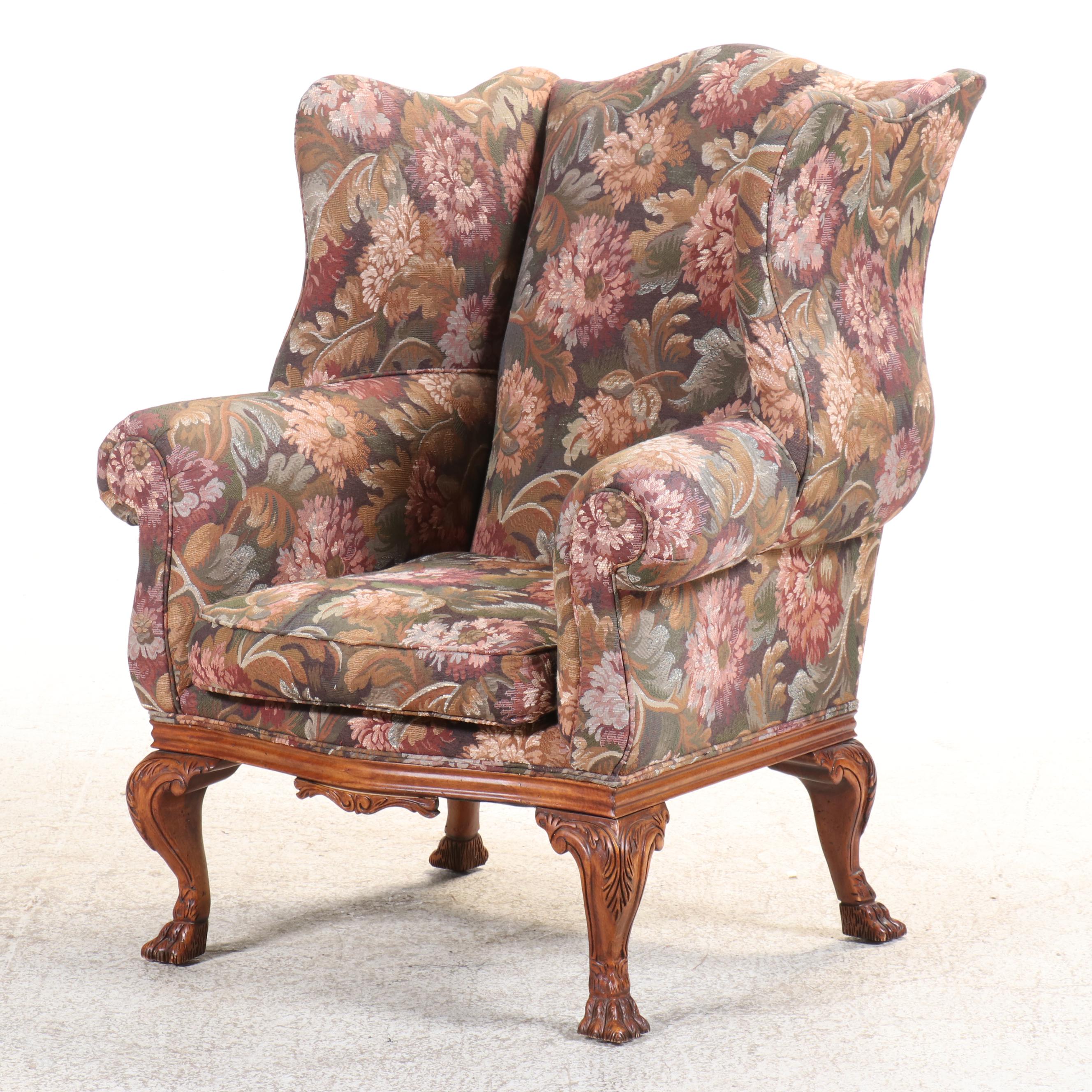 Pair of Henredon Schoonbeck Collection Upholstered Wingback Chairs