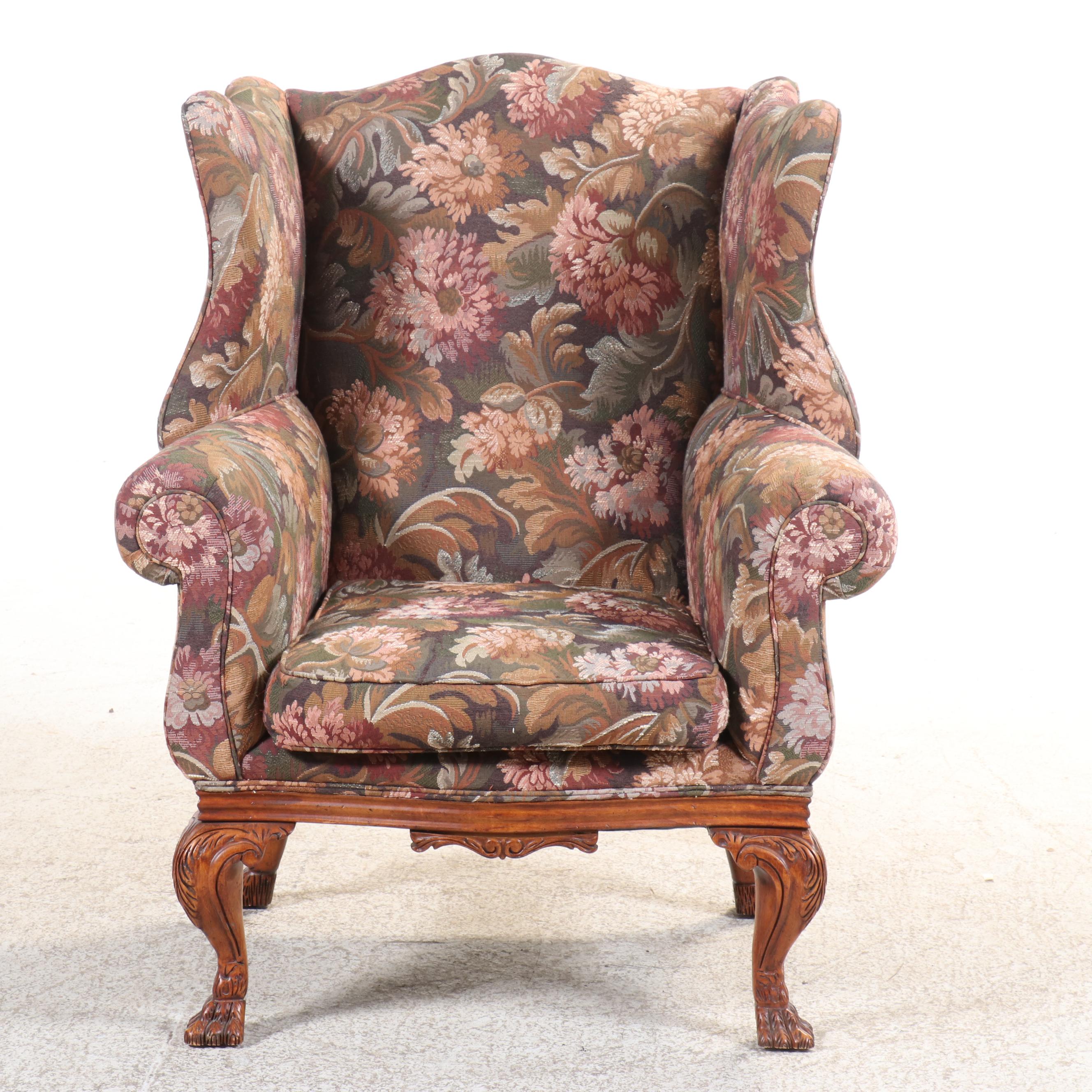 Pair of Henredon Schoonbeck Collection Upholstered Wingback Chairs