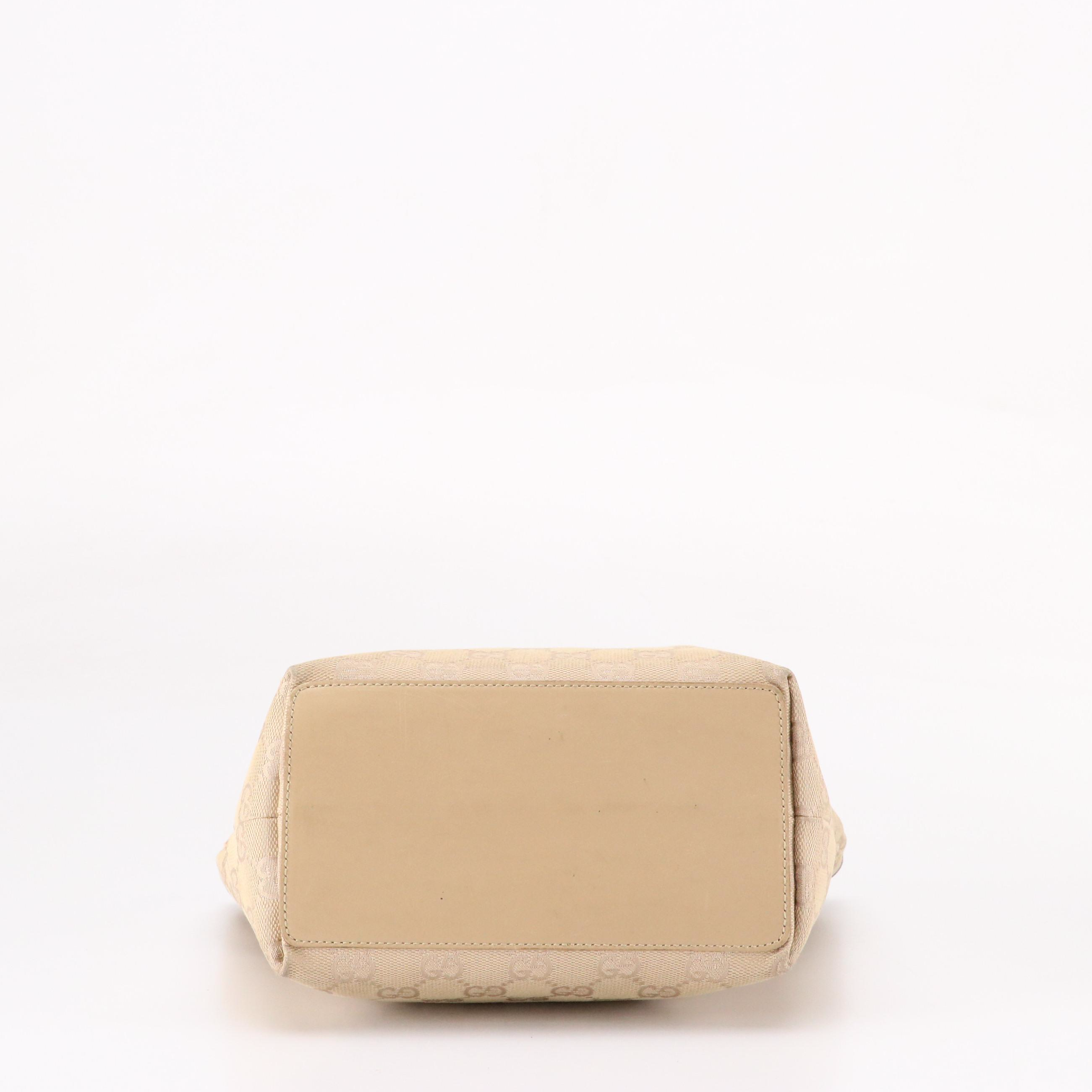 Gucci Mini Tote Bag in Beige GG Canvas and Calfskin Leather