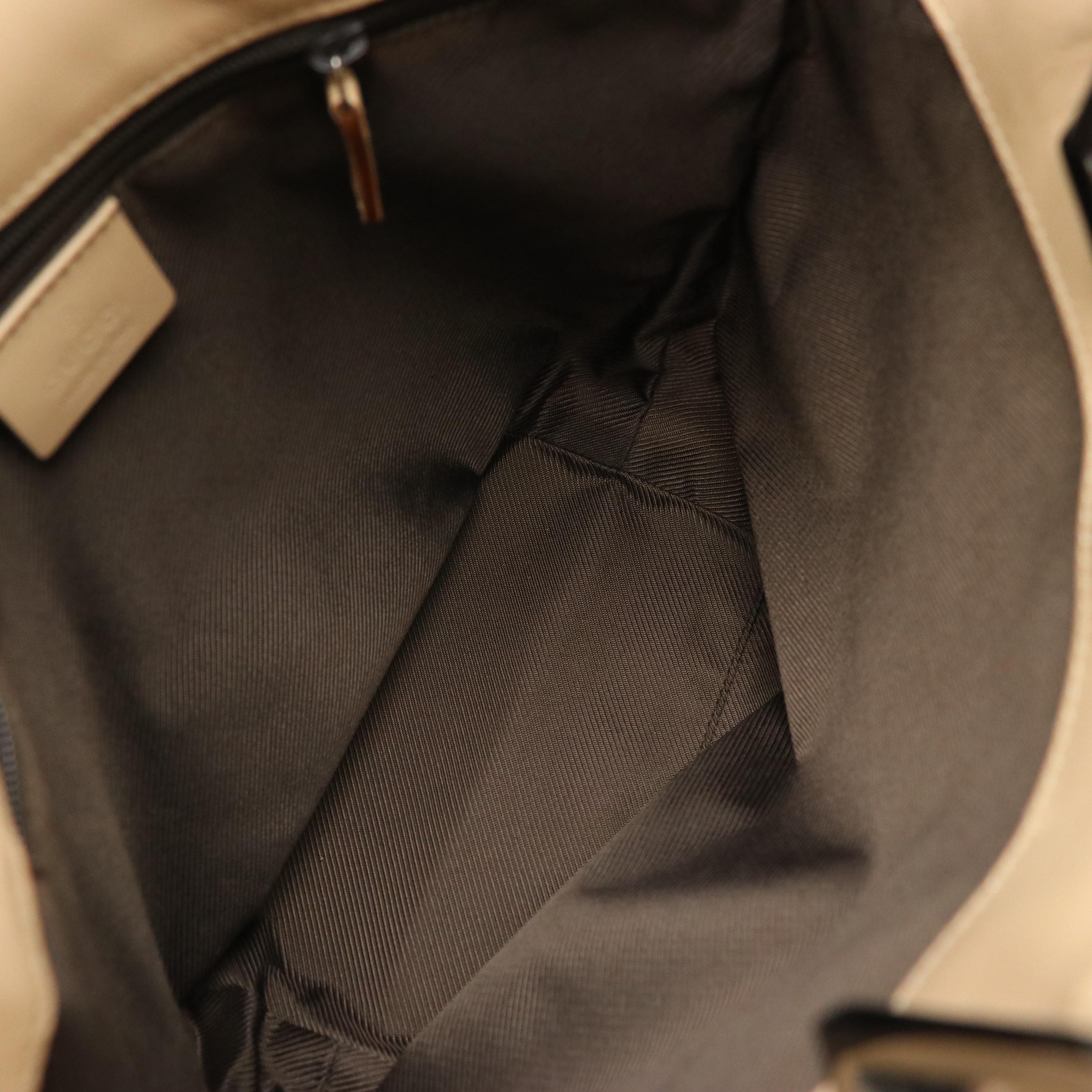 Gucci Mini Tote Bag in Beige GG Canvas and Calfskin Leather