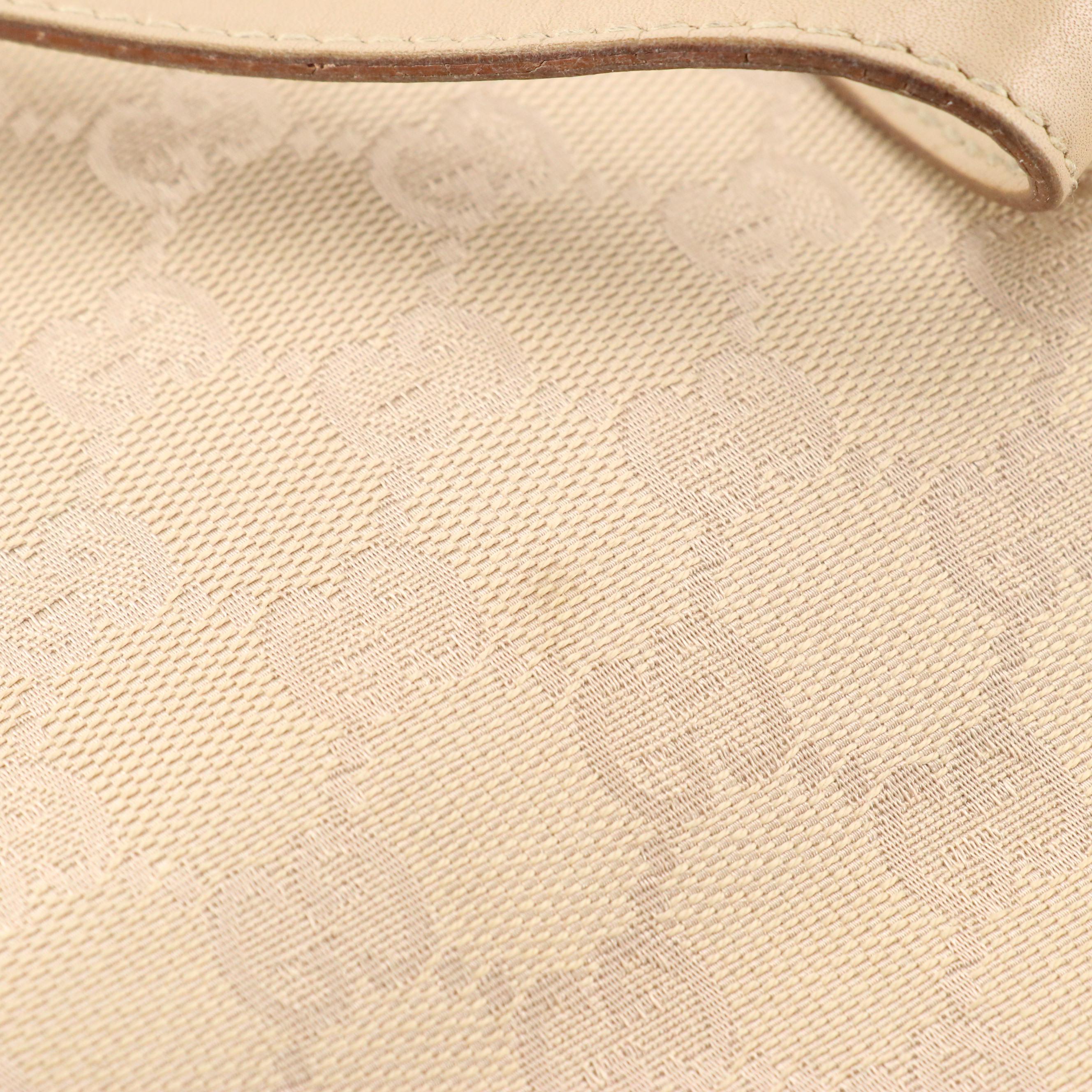 Gucci Mini Tote Bag in Beige GG Canvas and Calfskin Leather