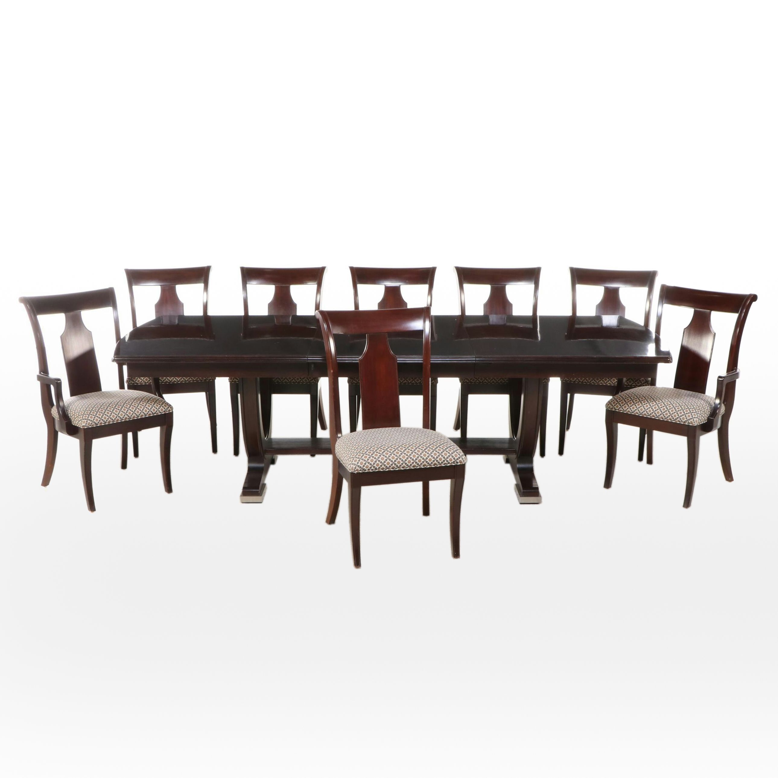 Art Deco Style Mahogany Dining Table and Eight Chairs