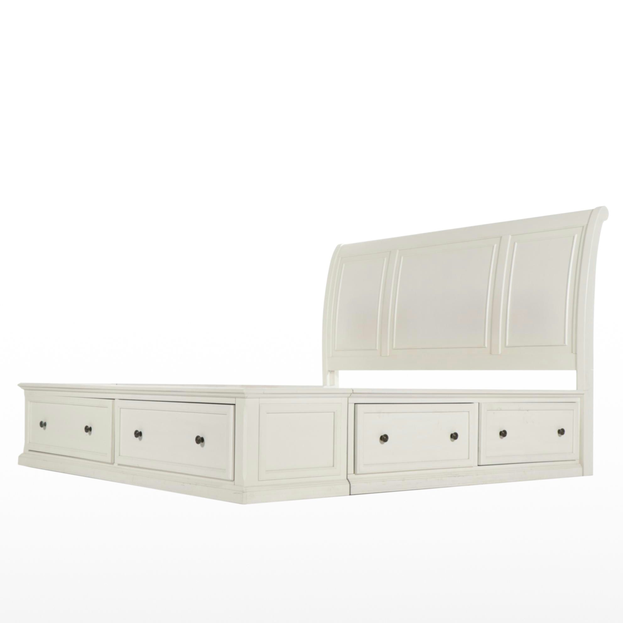 American Signature King Size Bed Frame with Storage Drawers, 21st Century