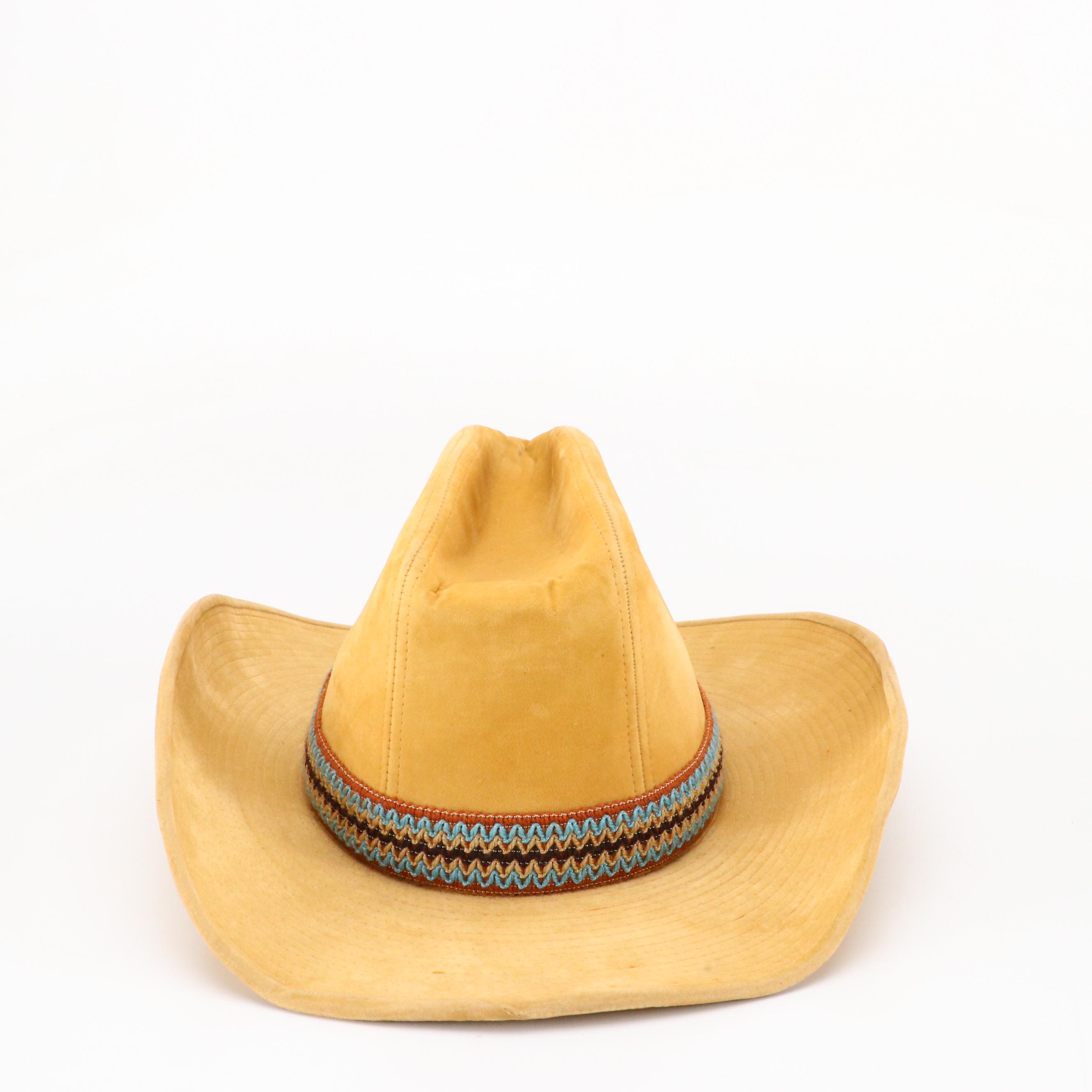 Vintage YA Camel Faux Suede Western Cowboy Hat