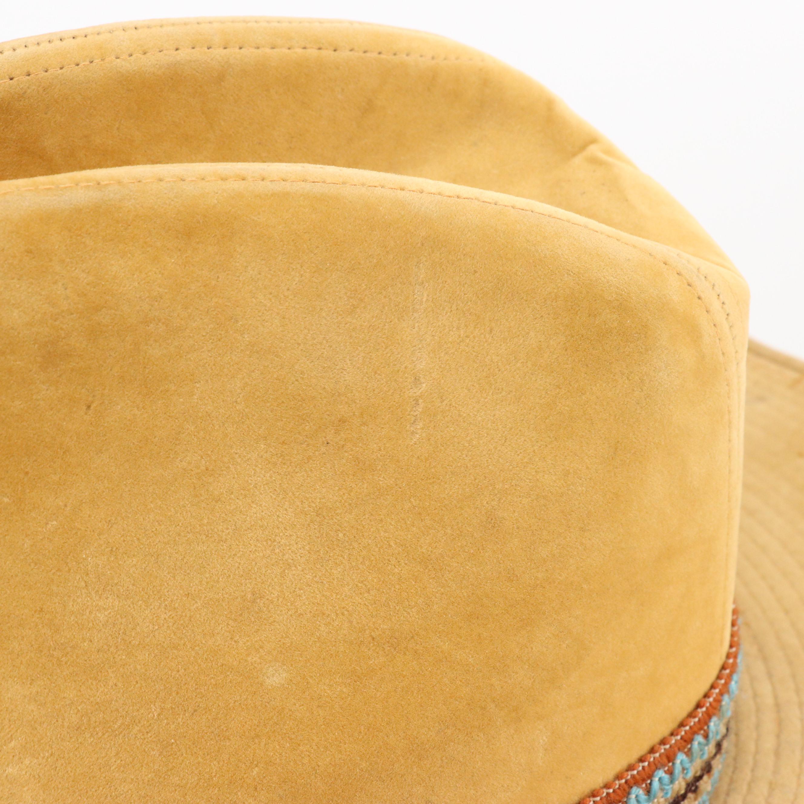 Vintage YA Camel Faux Suede Western Cowboy Hat