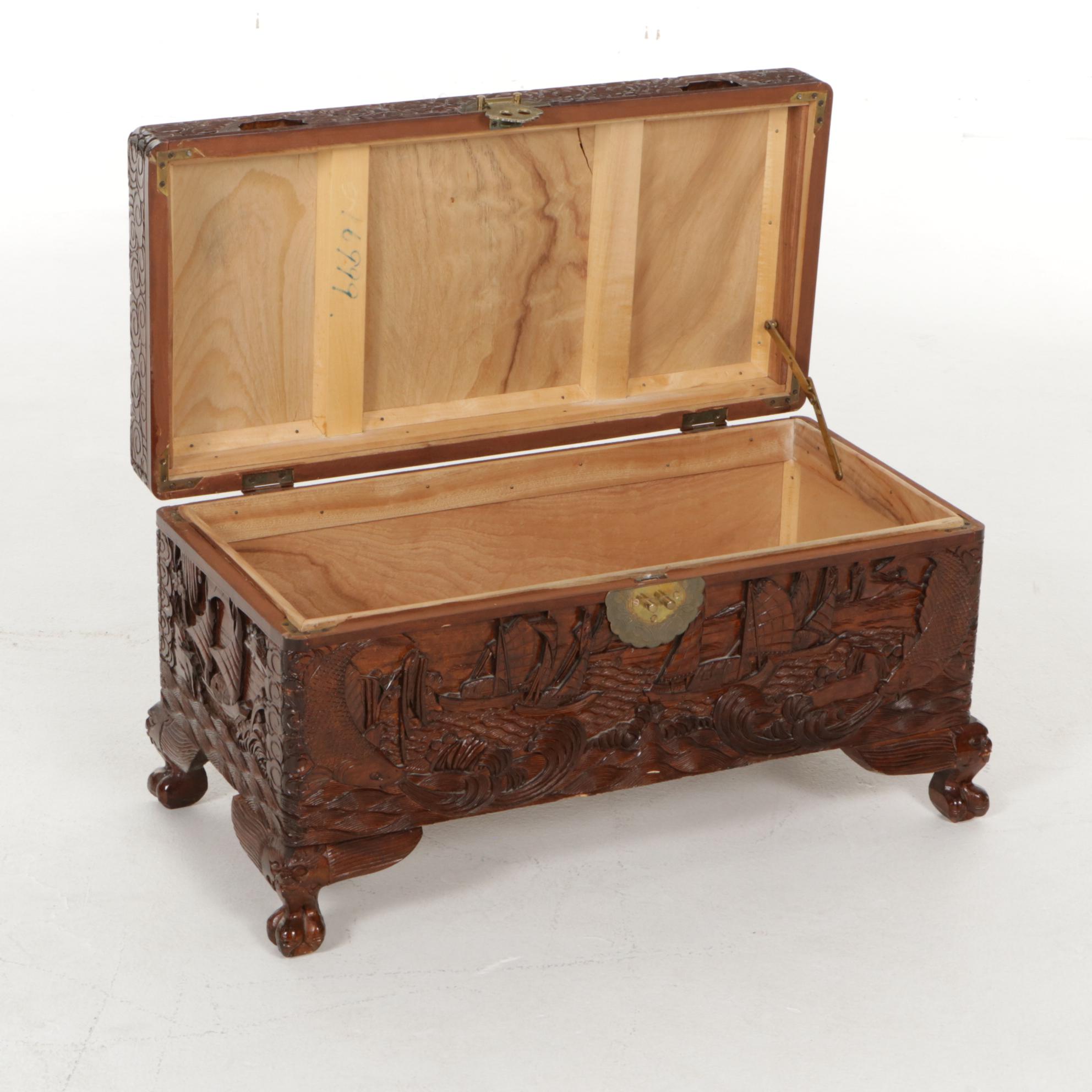 Southeast Asian Carved Hardwood Chest