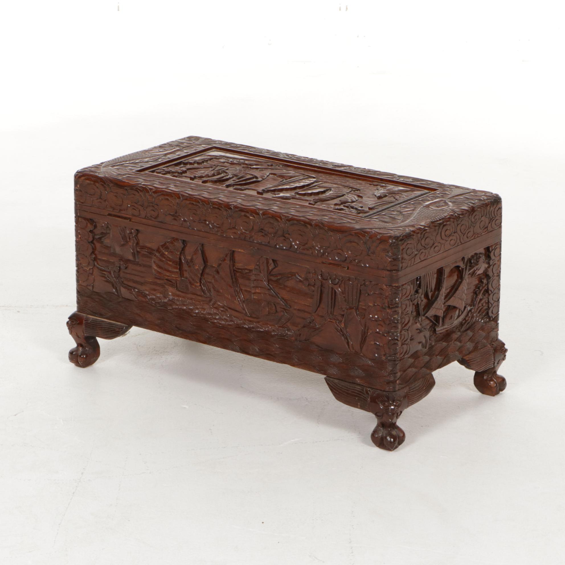 Southeast Asian Carved Hardwood Chest