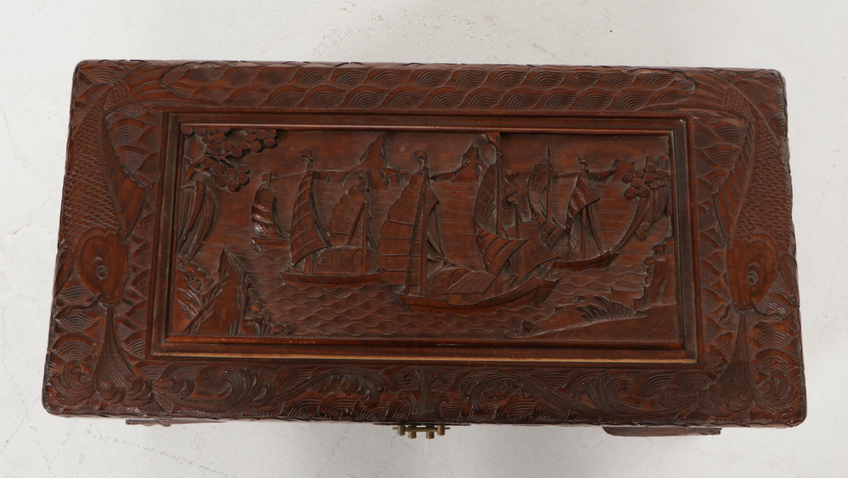 Southeast Asian Carved Hardwood Chest