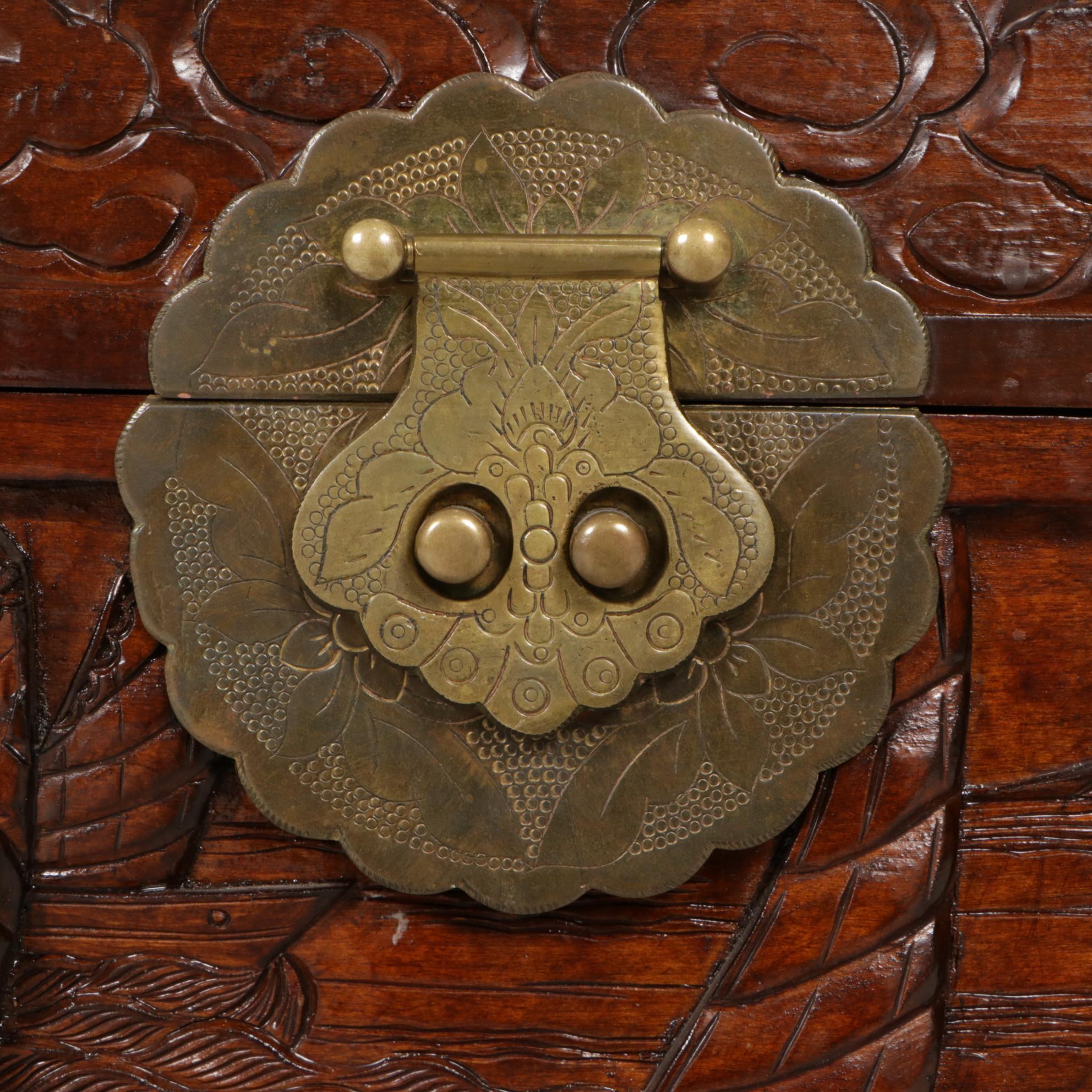 Southeast Asian Carved Hardwood Chest