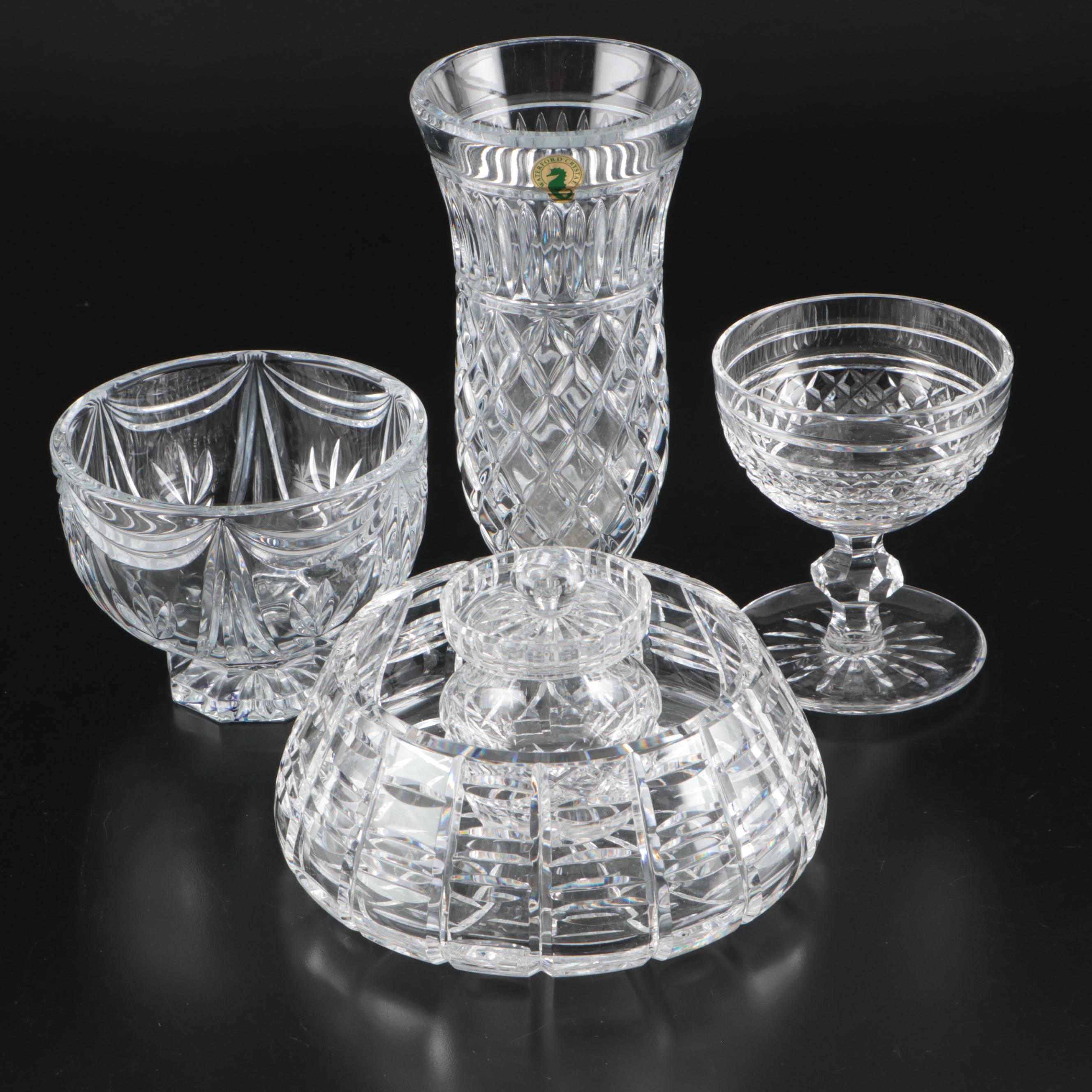 Waterford "Marlene" Crystal Vase with Bowls and Mustard Jar