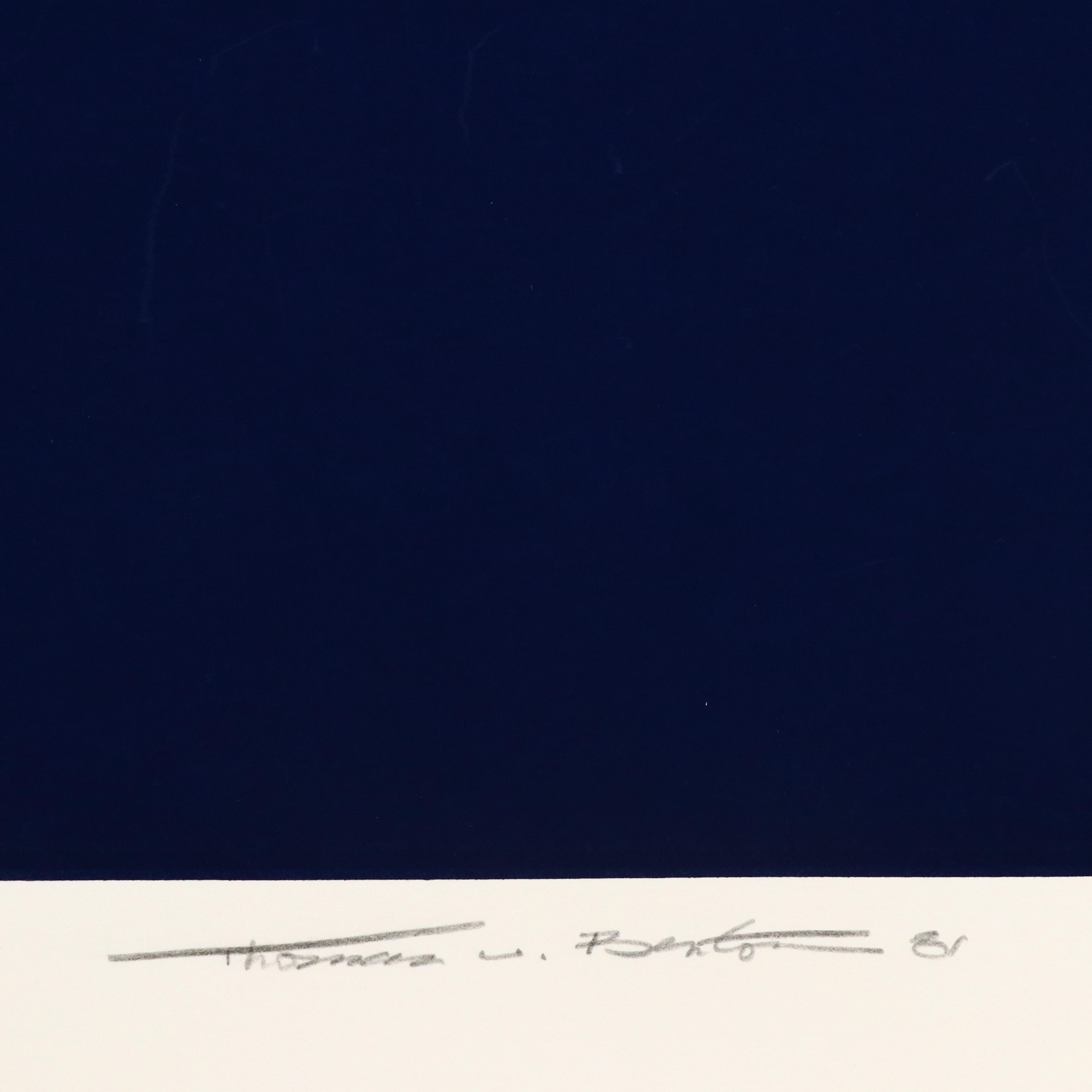 Thomas W. Benton Op Art Serigraph "Blue Knight," 1981