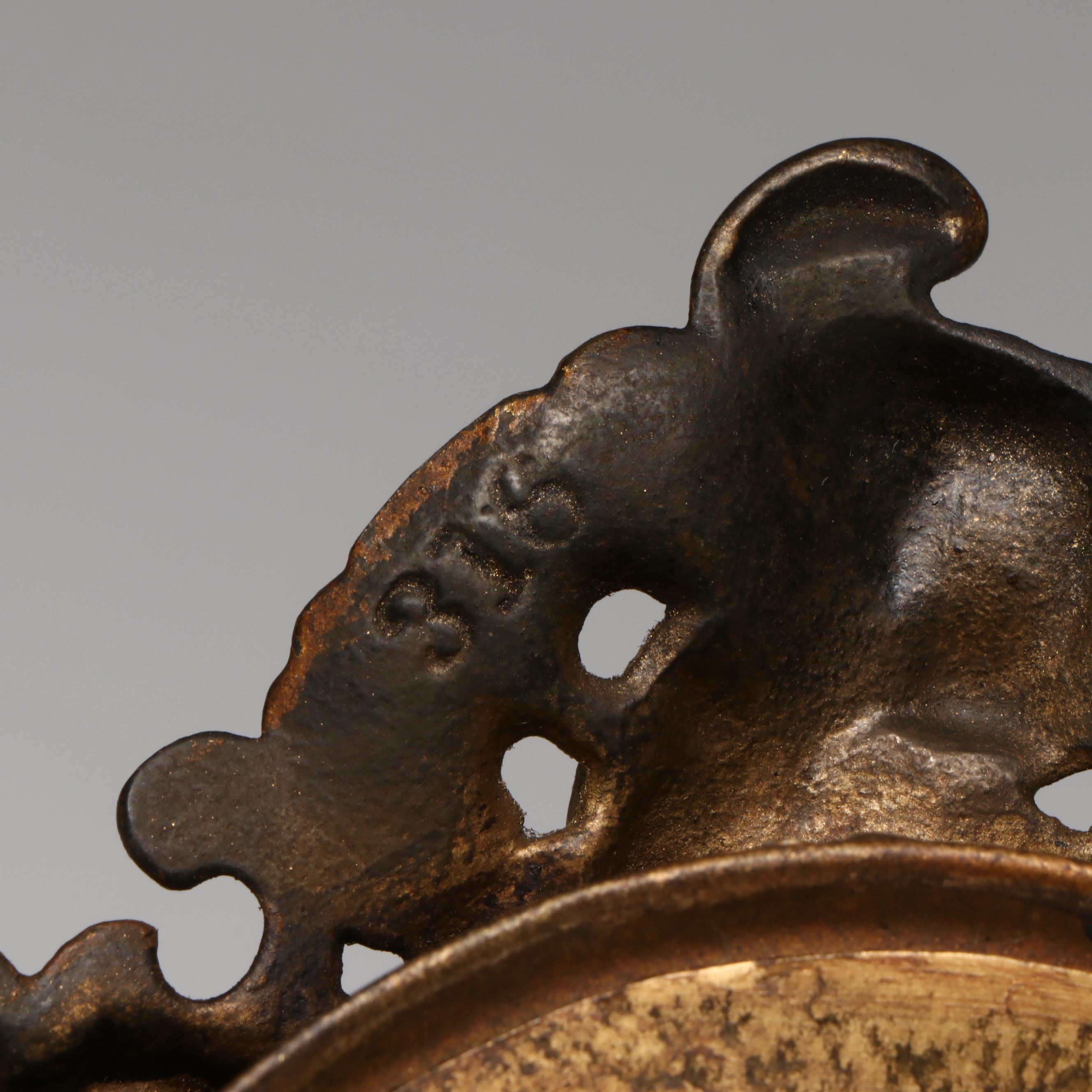 Moser Style Gilt Painted Glass Vase with Rococo Style Sessions Vanity Clock