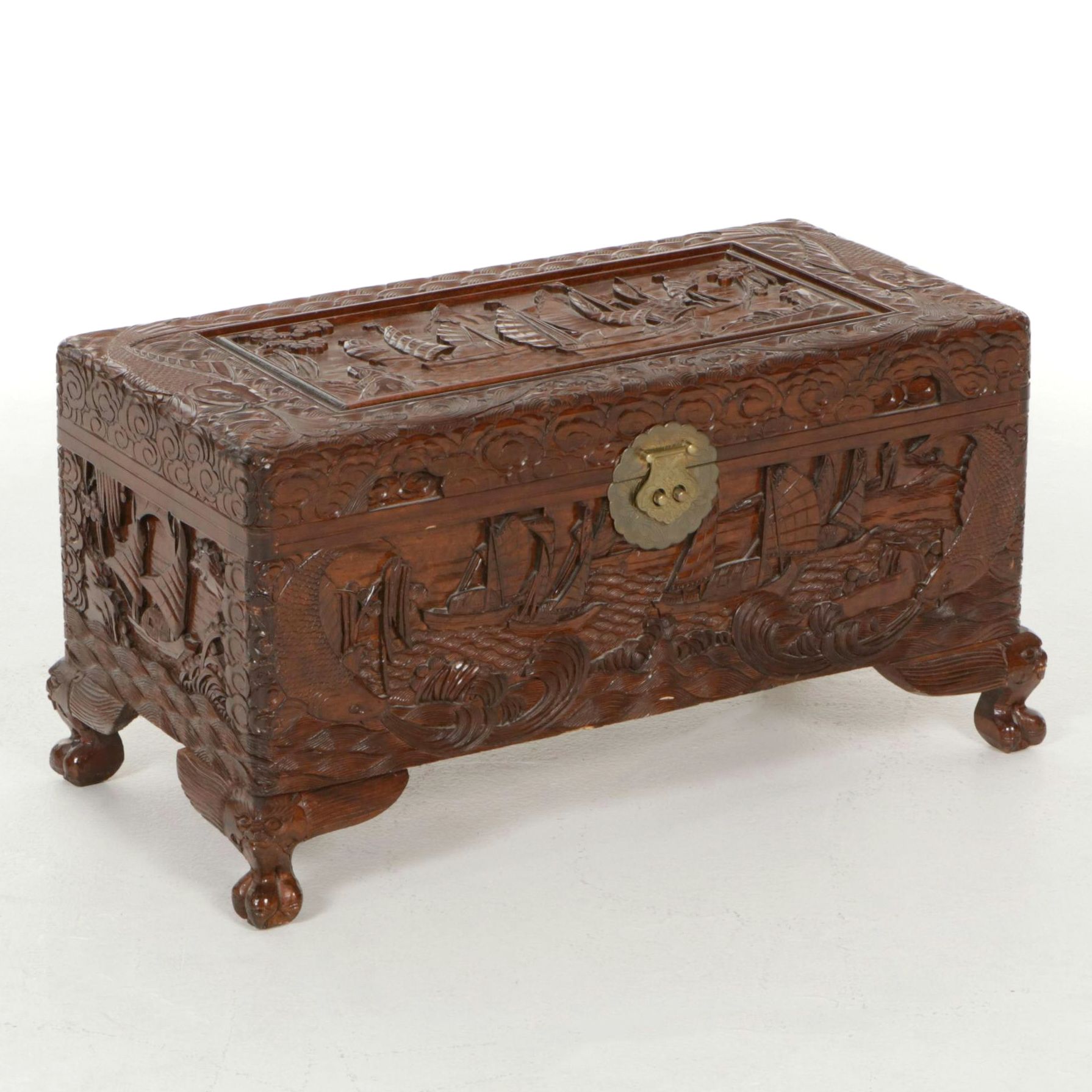 Southeast Asian Carved Hardwood Chest