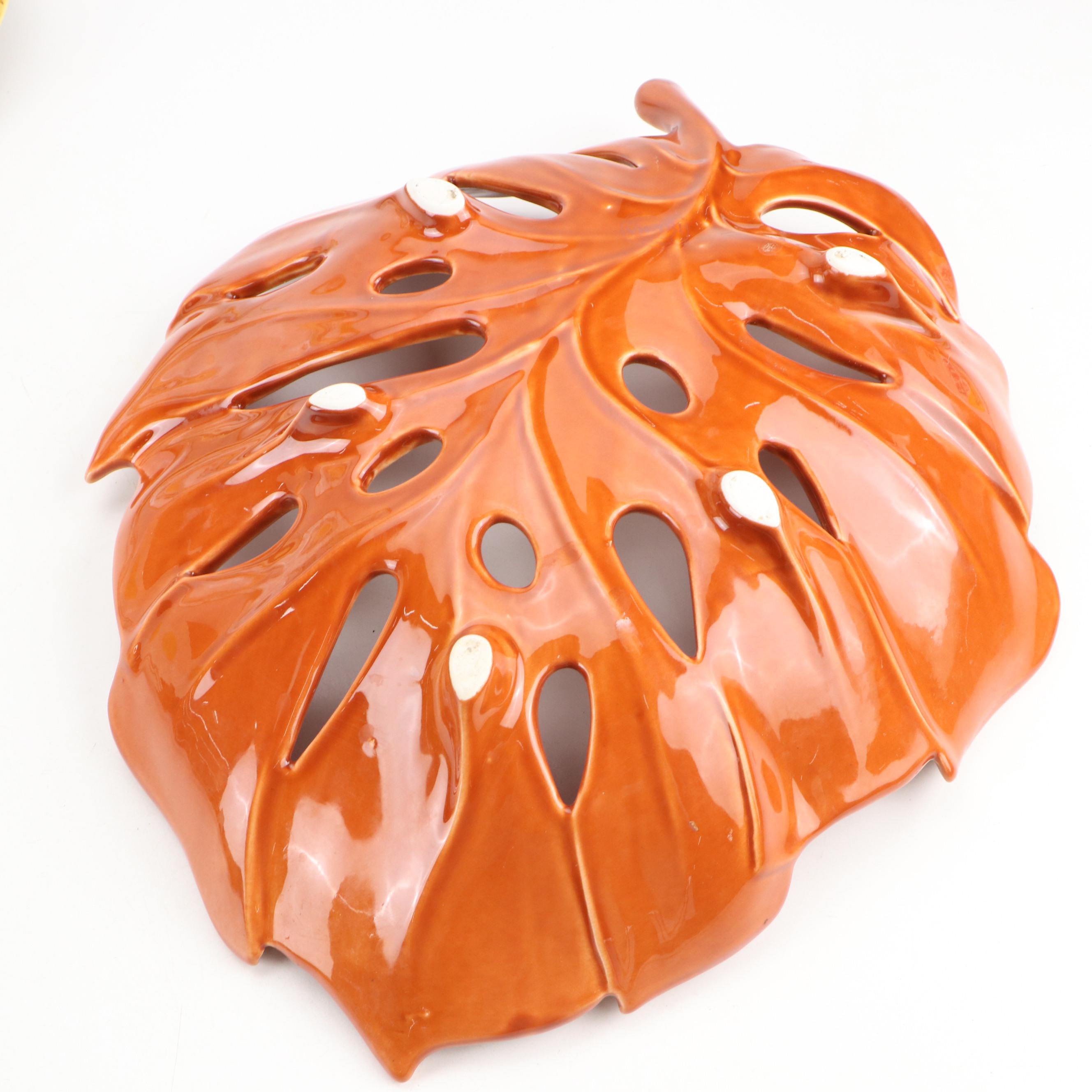 Gien Porcelain Daisy Salad Plates with Reticulated Leaf Bowl and More