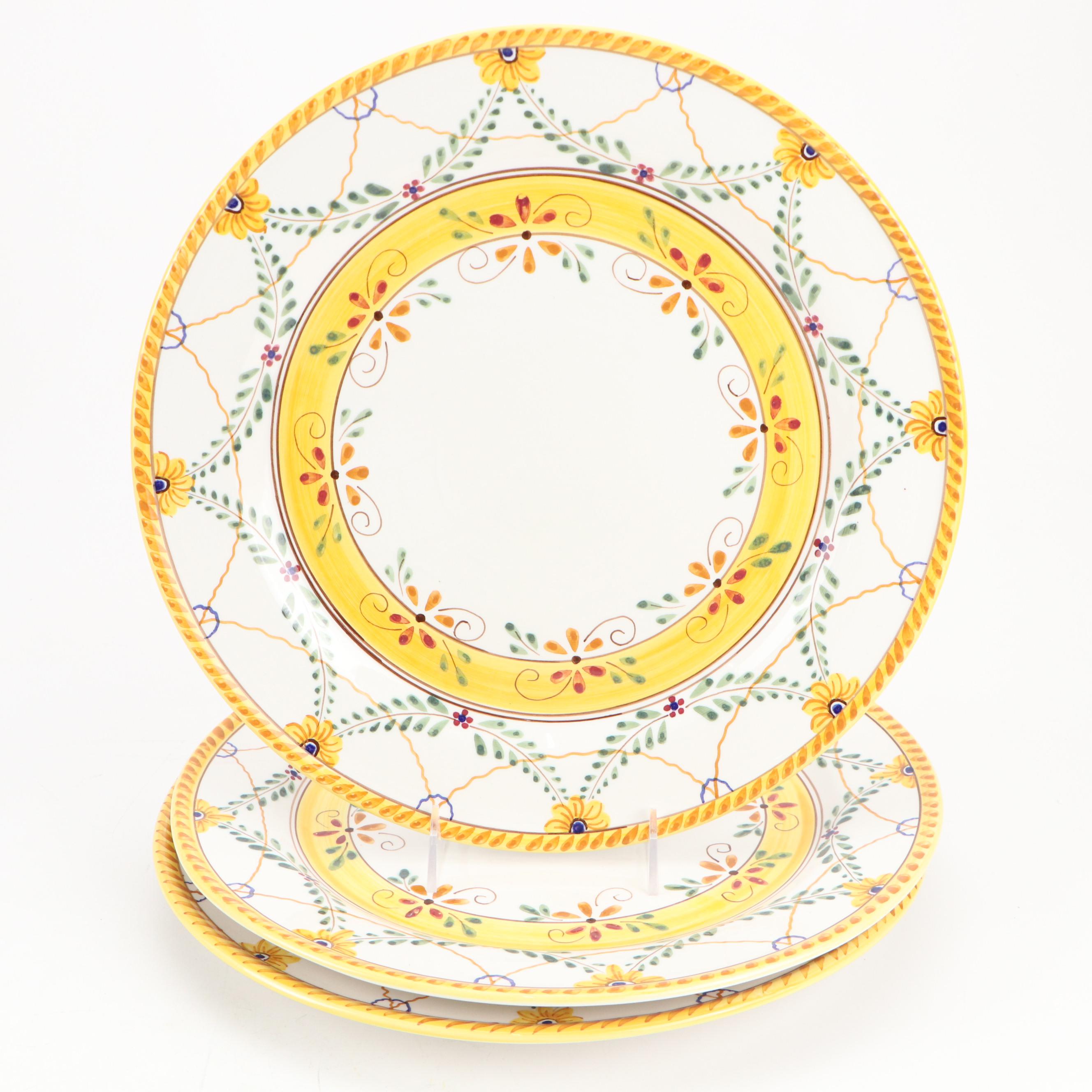 Gien Porcelain Daisy Salad Plates with Reticulated Leaf Bowl and More