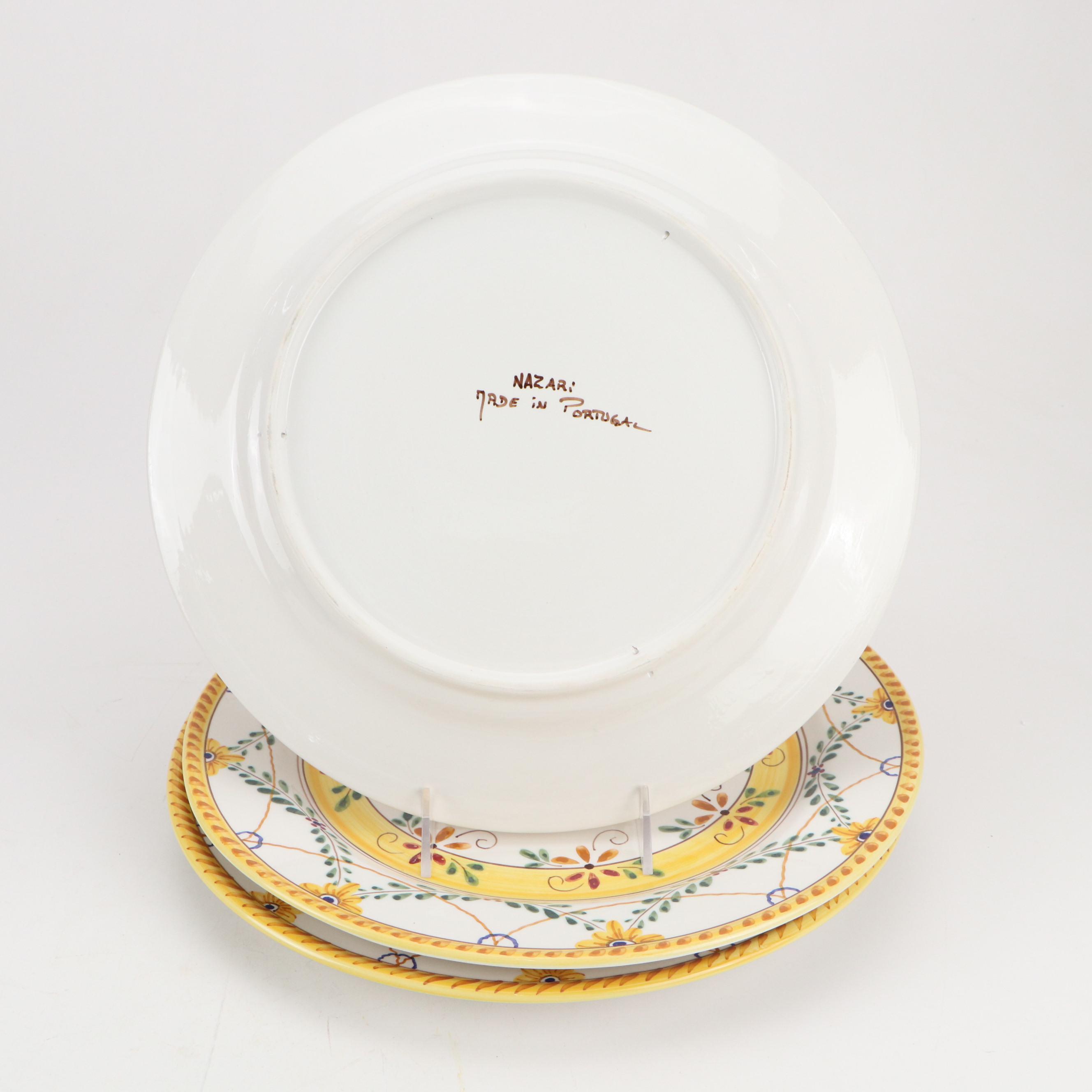 Gien Porcelain Daisy Salad Plates with Reticulated Leaf Bowl and More
