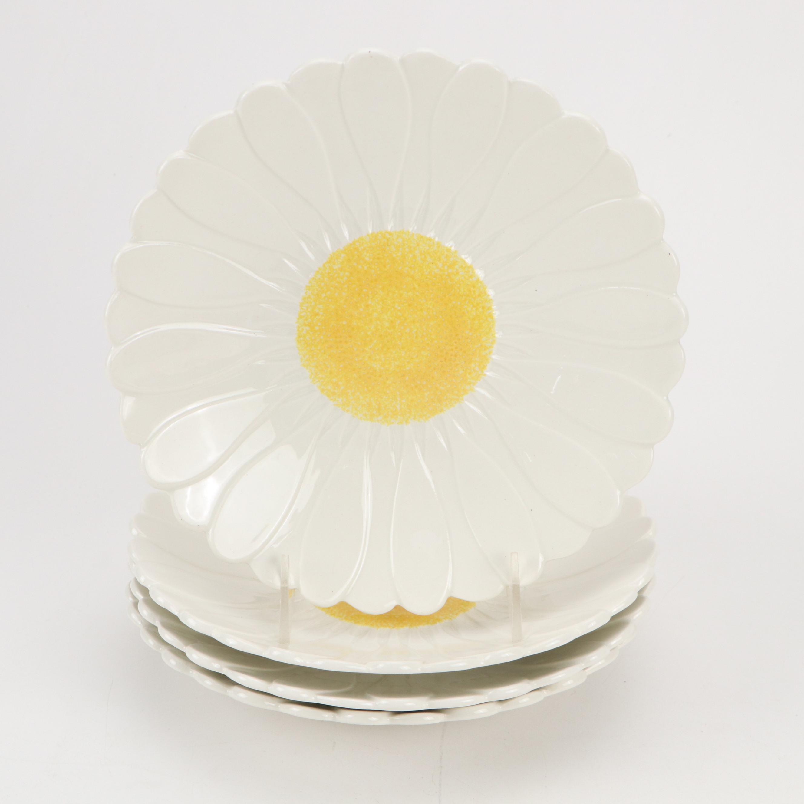 Gien Porcelain Daisy Salad Plates with Reticulated Leaf Bowl and More
