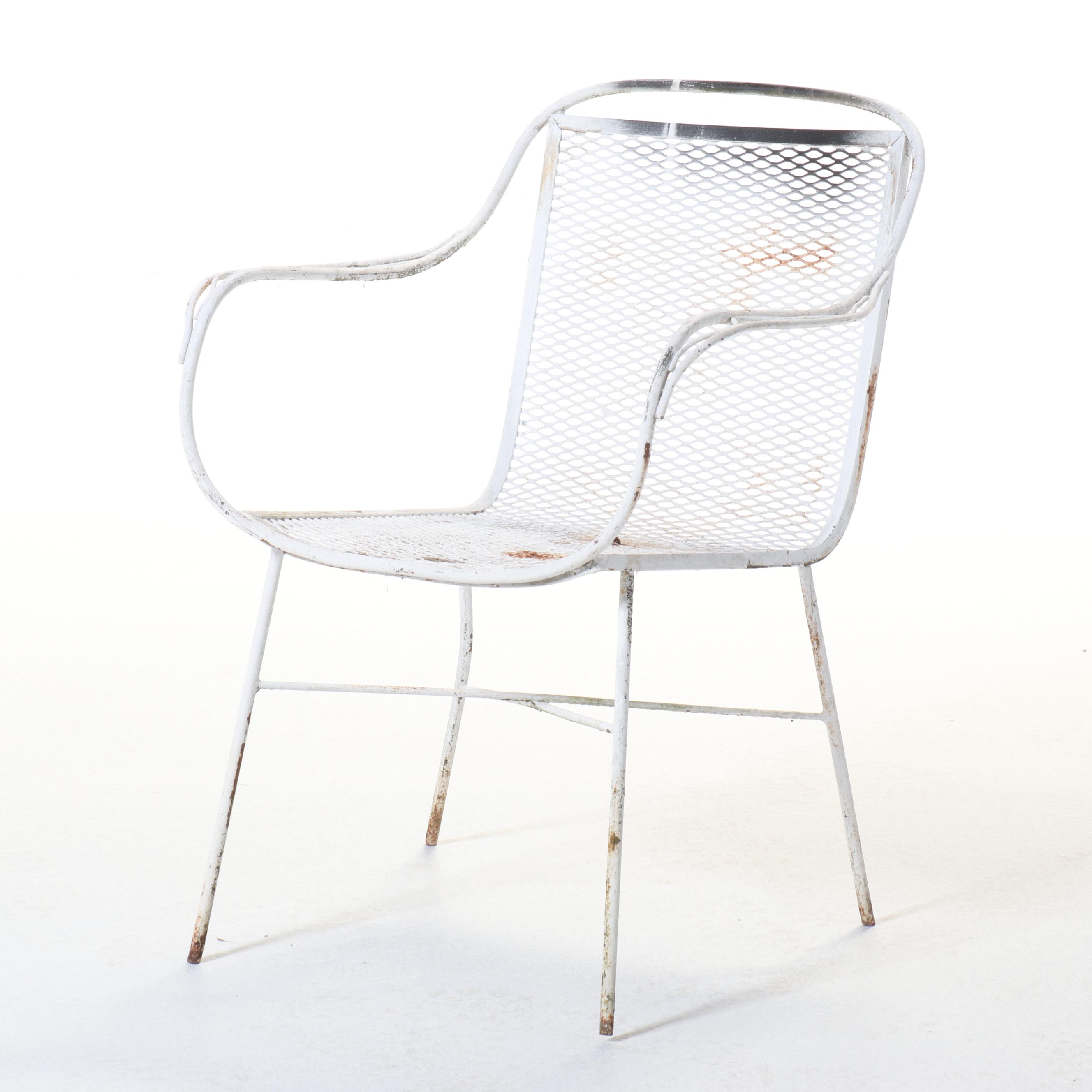 Woodard White-Painted Wrought Iron Armchair with Other Side Table