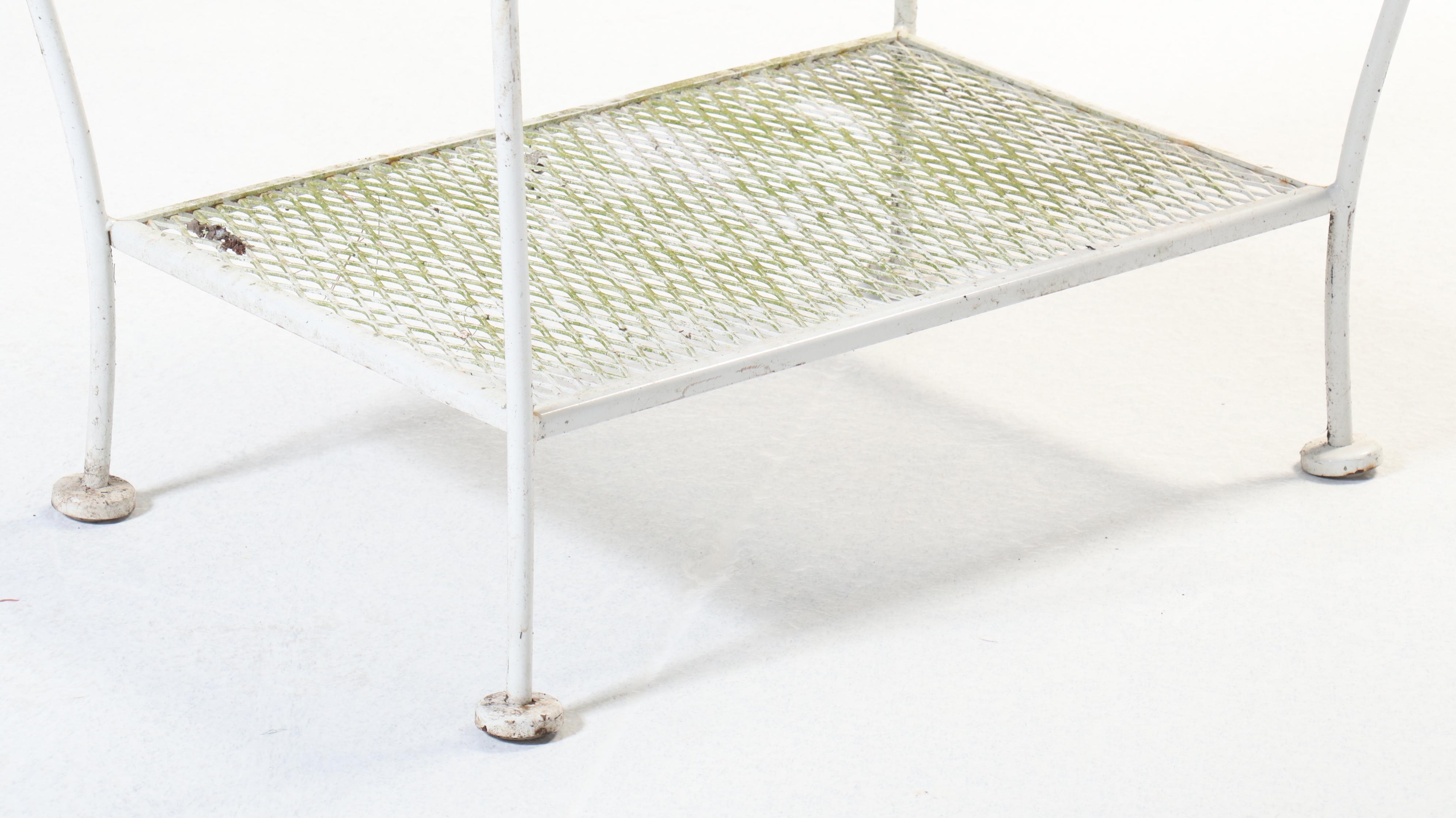 Woodard White-Painted Wrought Iron Armchair with Other Side Table