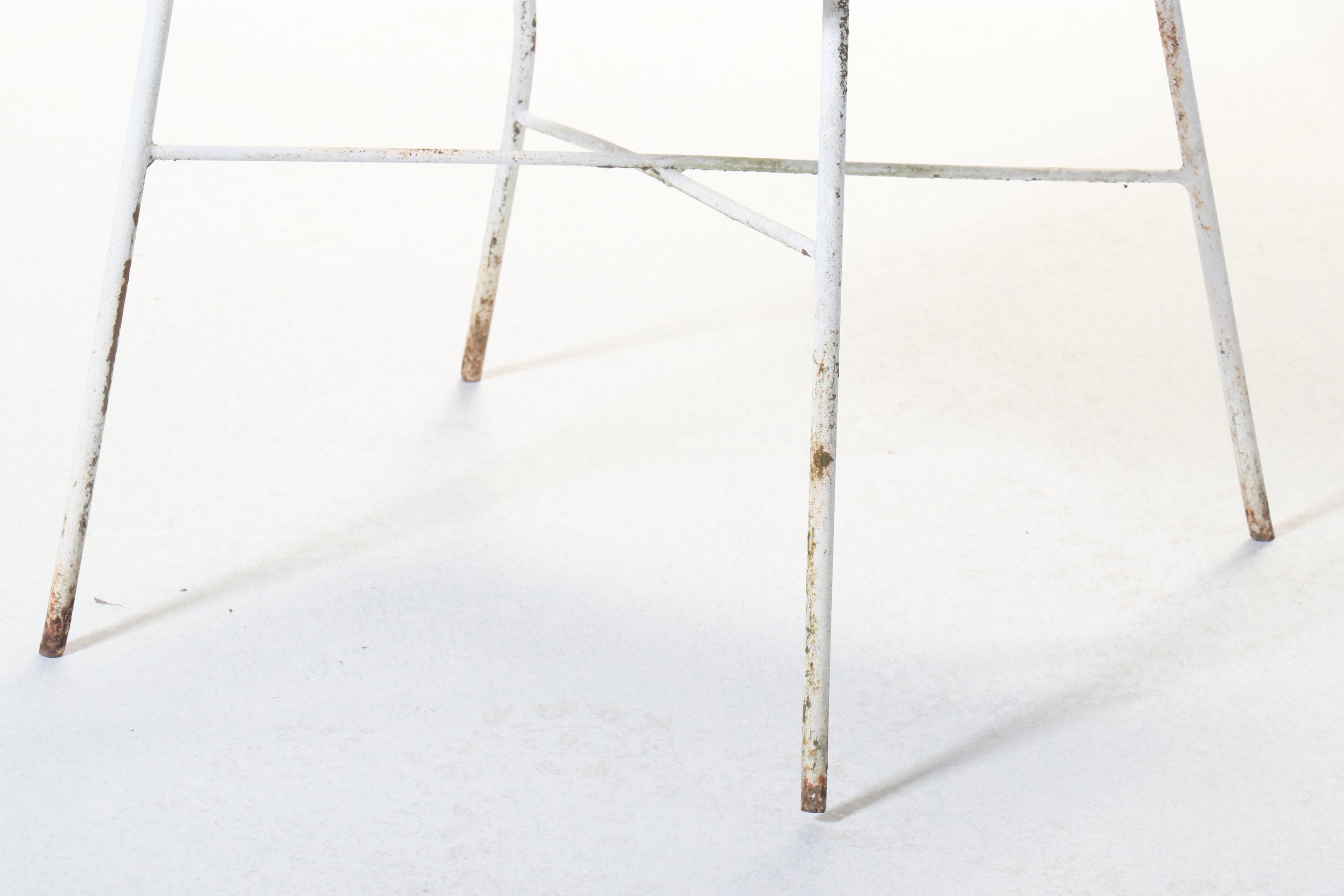 Woodard White-Painted Wrought Iron Armchair with Other Side Table