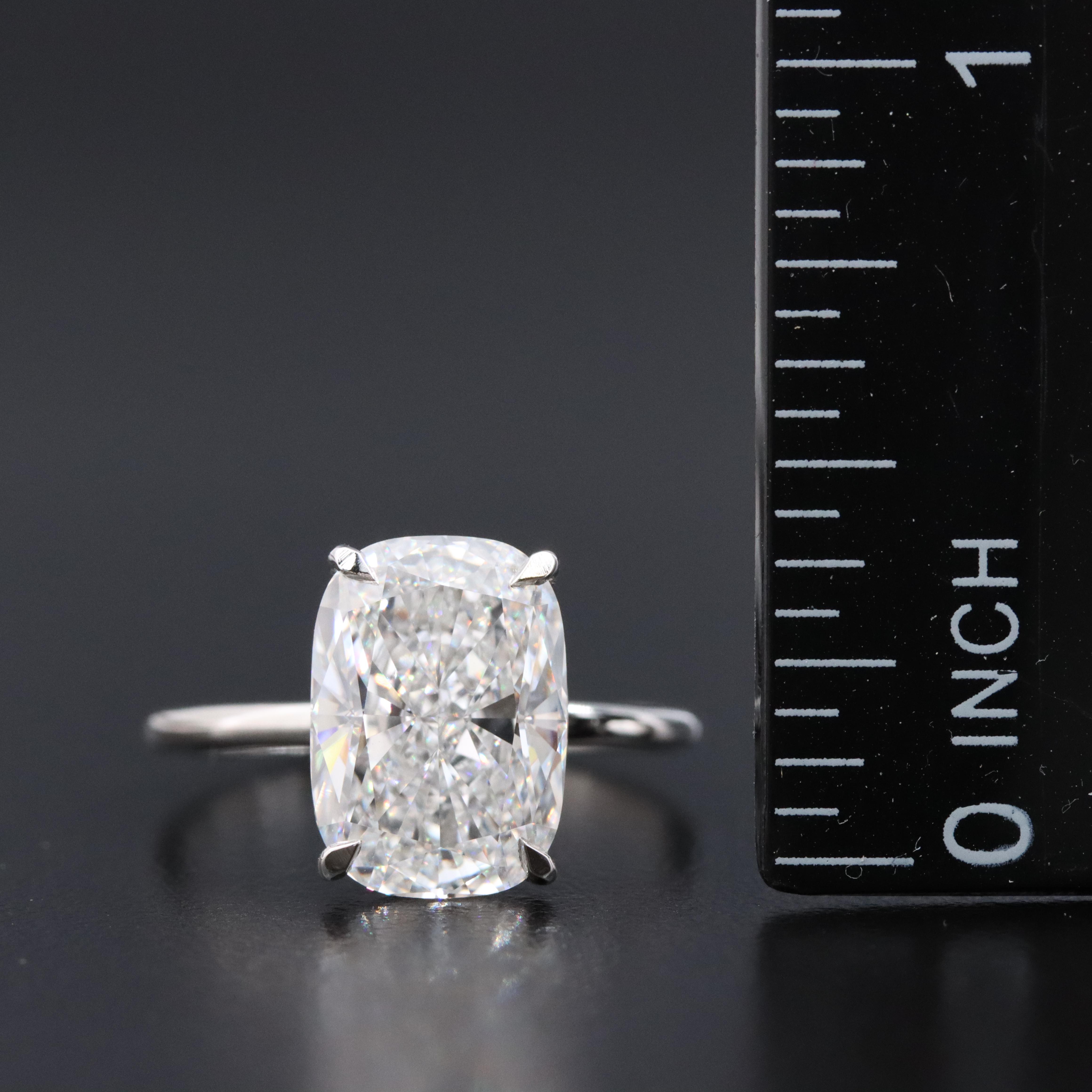Platinum 4.51 CT Lab Grown Diamond Solitaire Ring with IGI Report