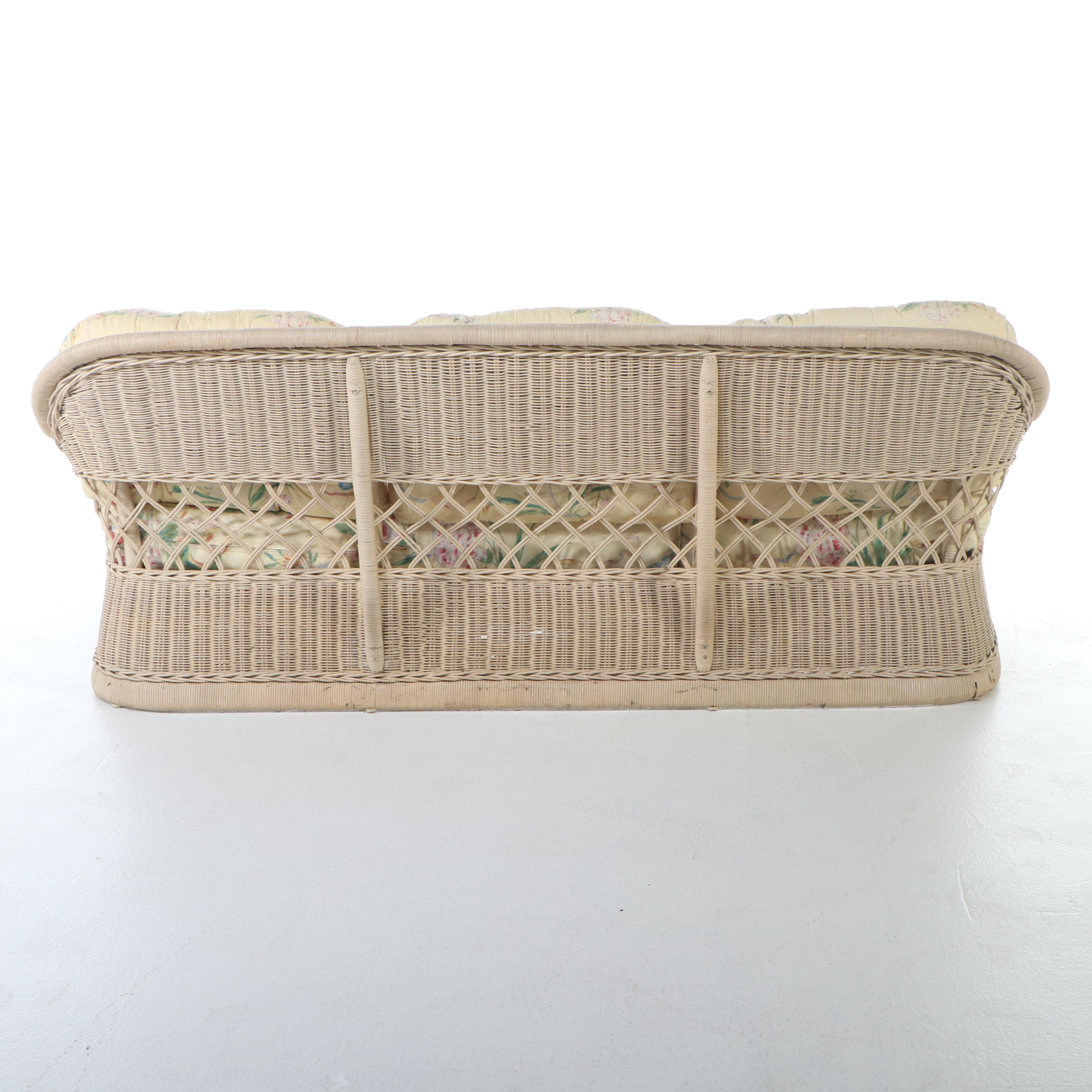 Five-Piece Ficks Reed Wicker Patio Lounge Set, Late 20th Century