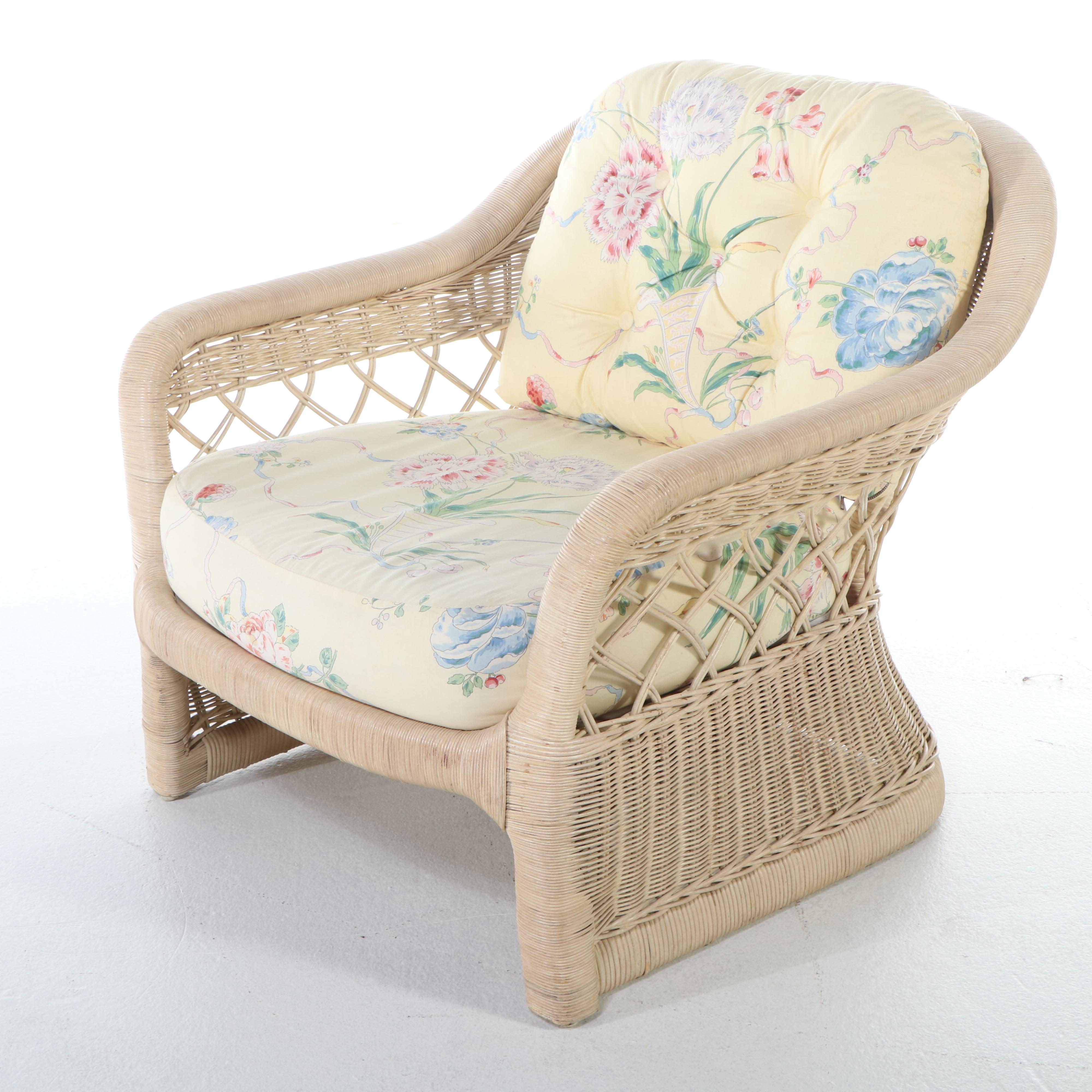 Five-Piece Ficks Reed Wicker Patio Lounge Set, Late 20th Century